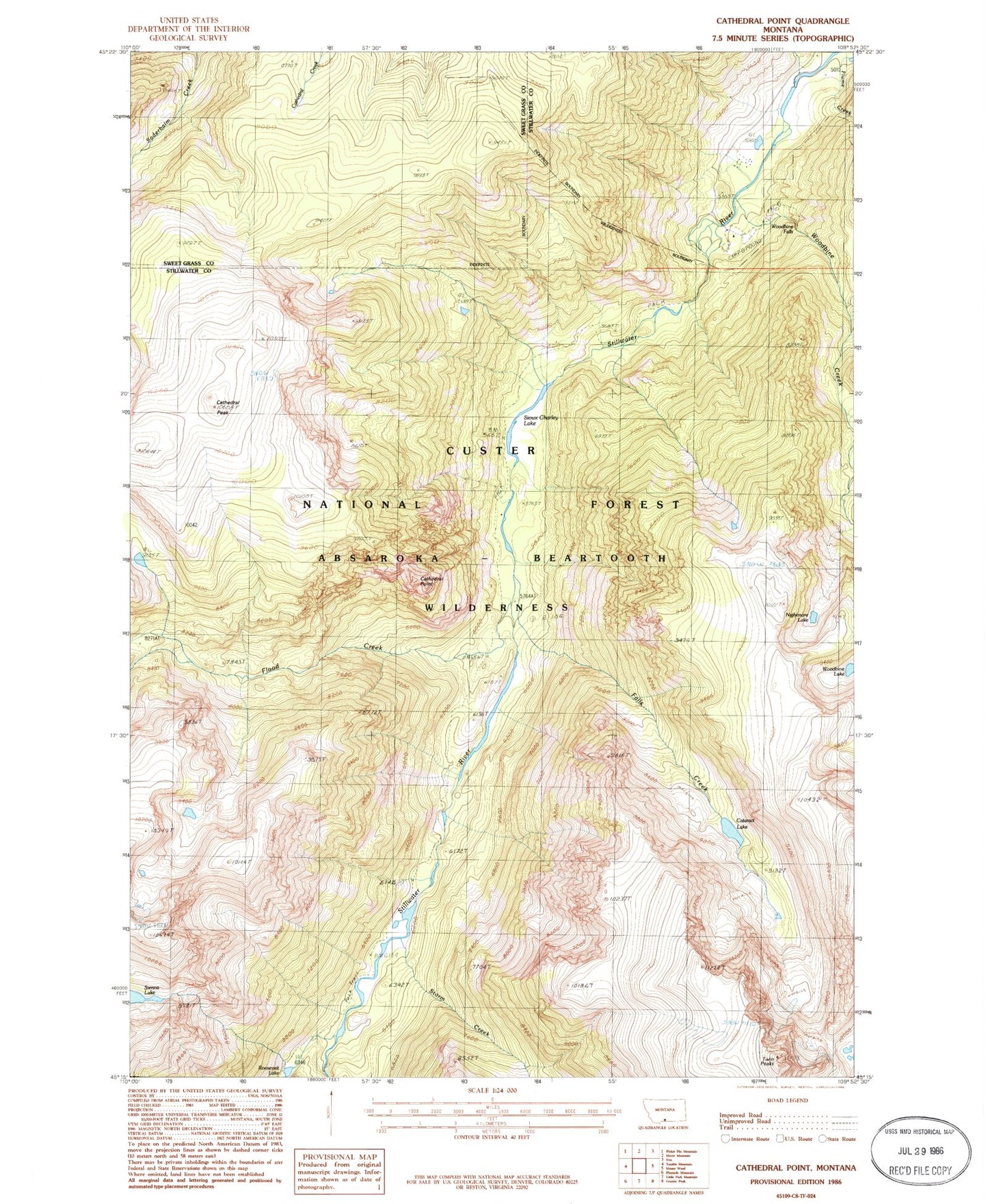 Classic USGS Cathedral Point Montana 7.5'x7.5' Topo Map Image
