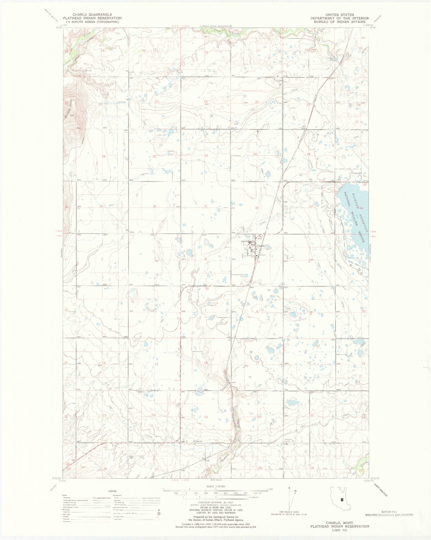 Classic USGS Charlo Montana 7.5'x7.5' Topo Map Image