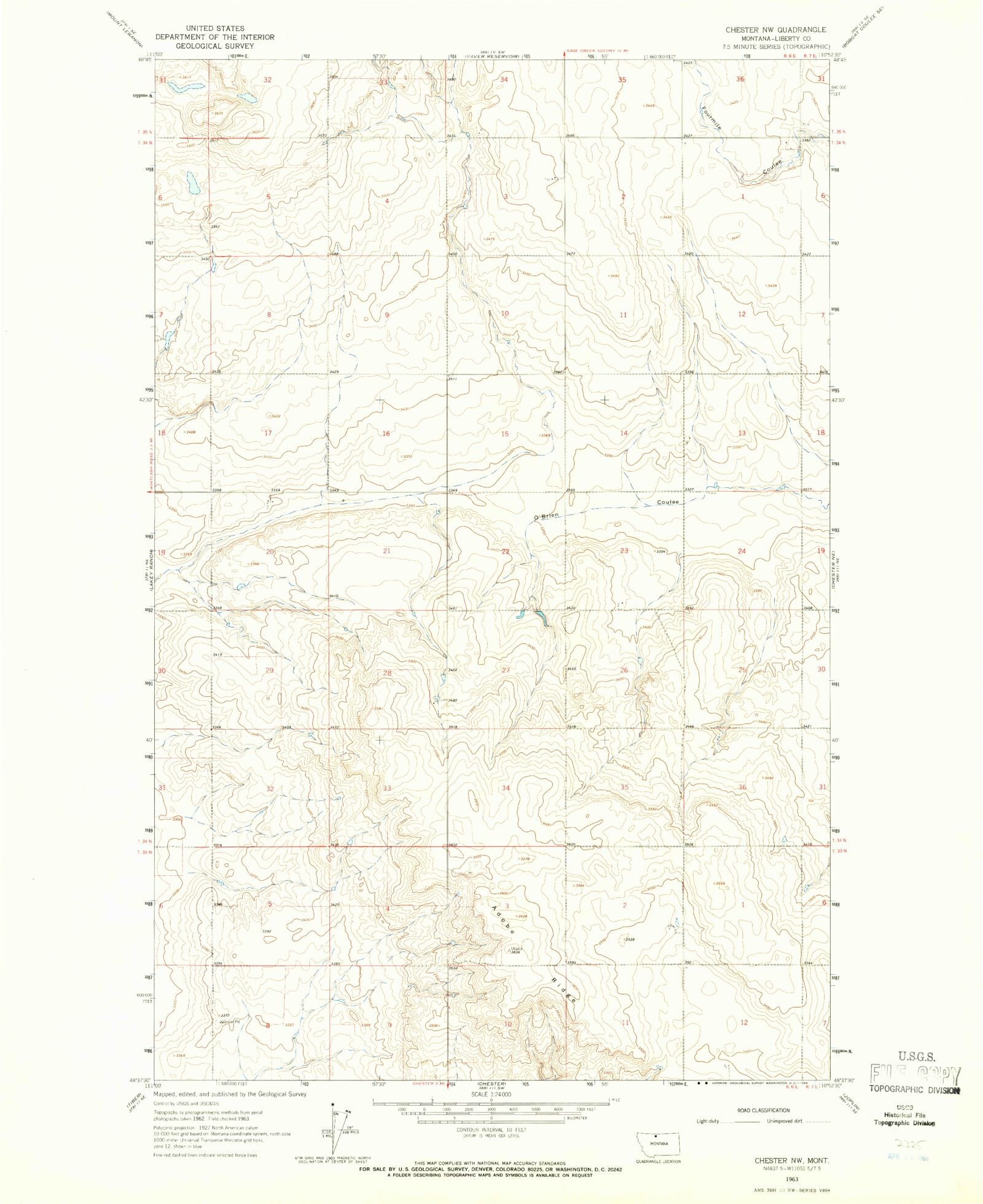 Classic USGS Chester NW Montana 7.5'x7.5' Topo Map MyTopo Map Store