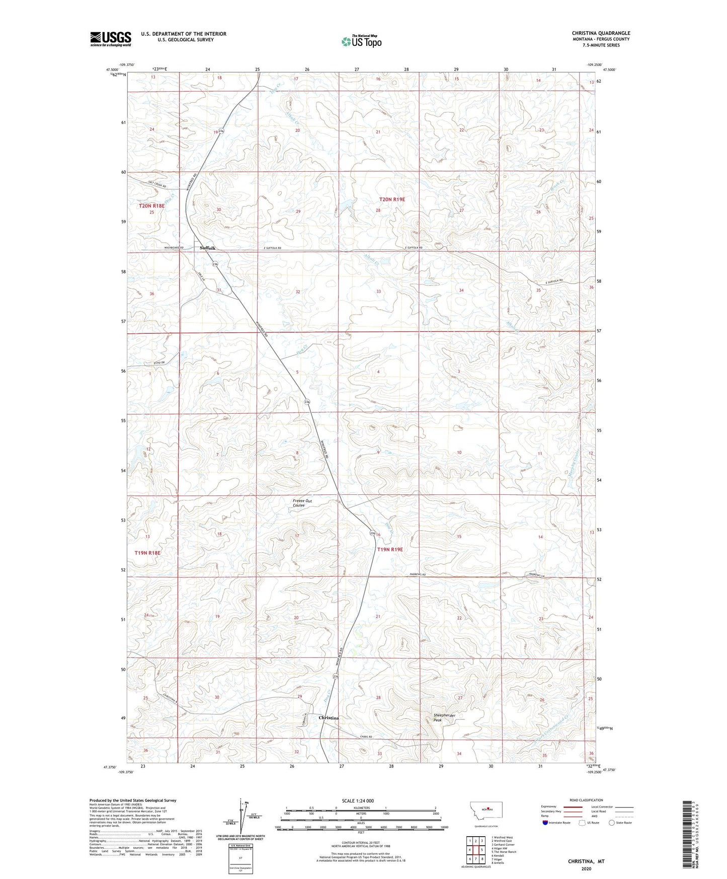 Christina Montana US Topo Map Image