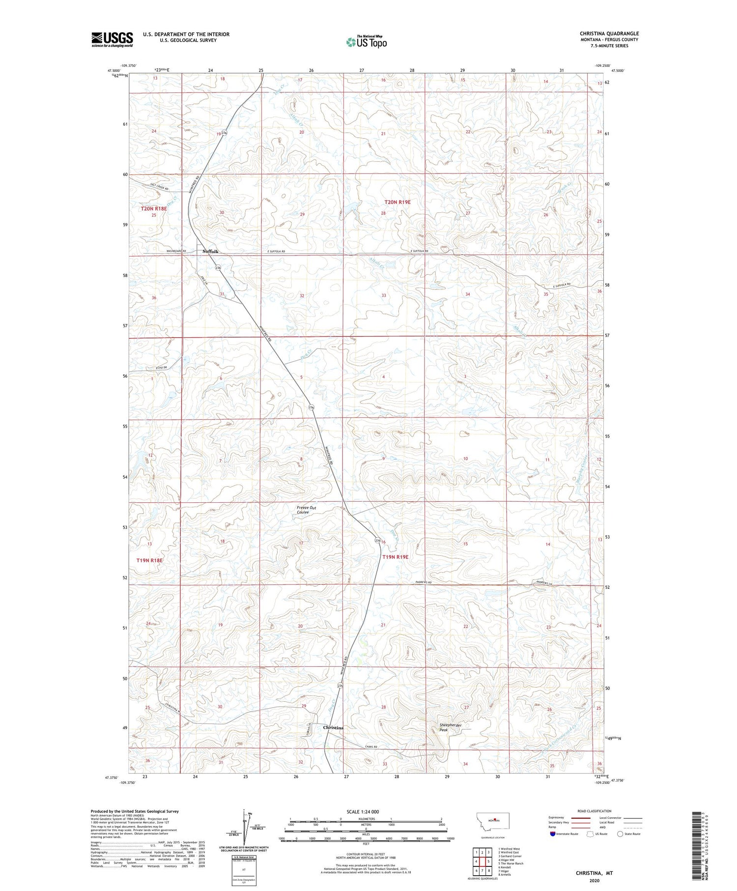 Christina Montana US Topo Map Image