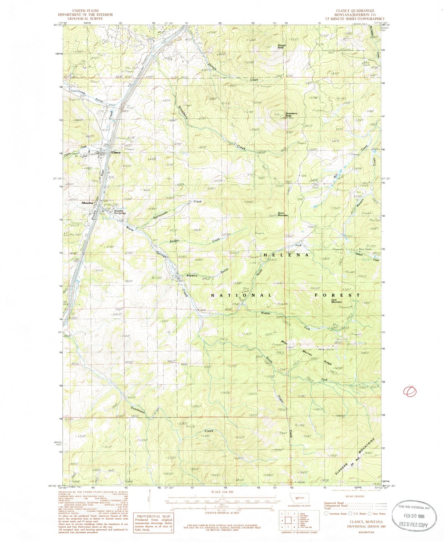 Classic USGS Clancy Montana 7.5'x7.5' Topo Map Image
