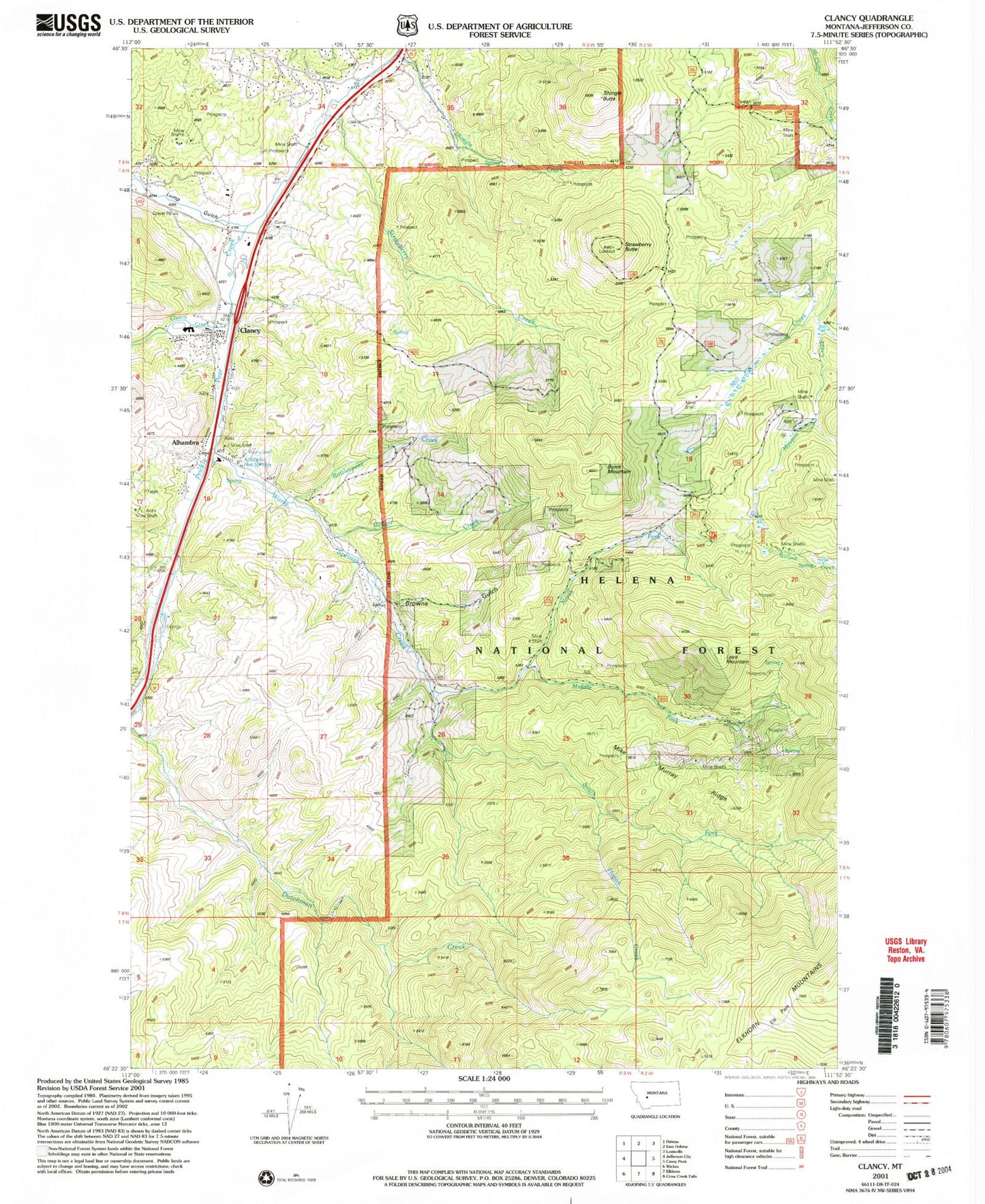 Classic USGS Clancy Montana 7.5'x7.5' Topo Map Image