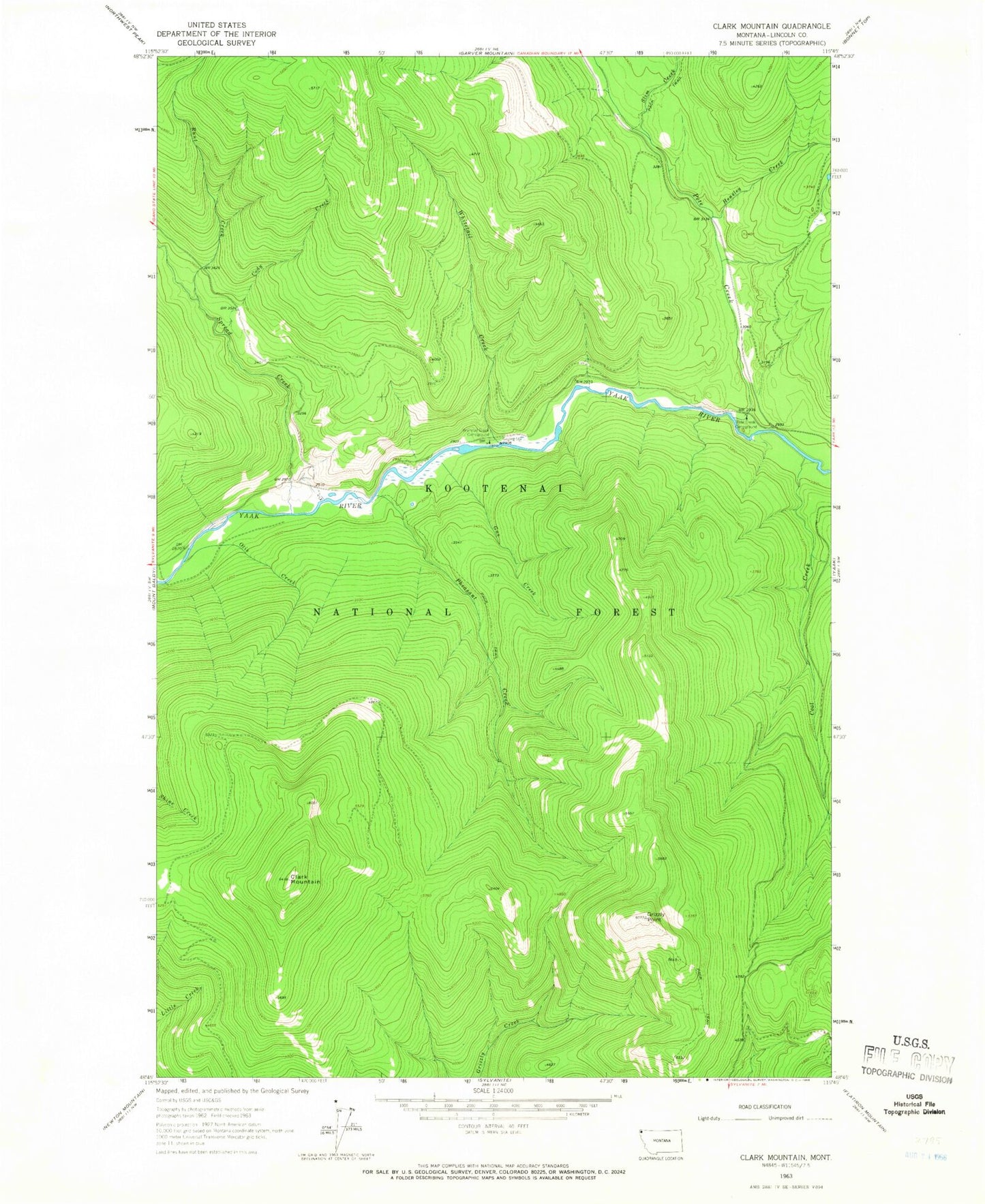 Classic USGS Clark Mountain Montana 7.5'x7.5' Topo Map Image