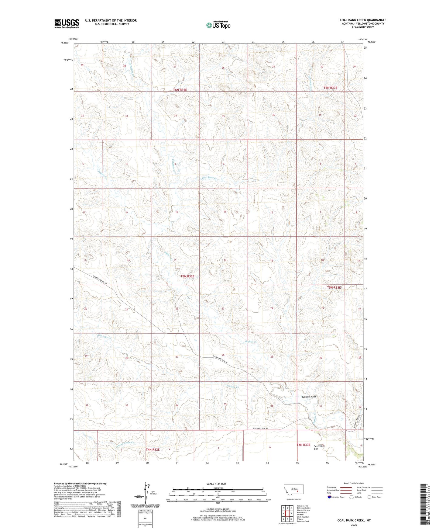 Coal Bank Creek Montana US Topo Map Image