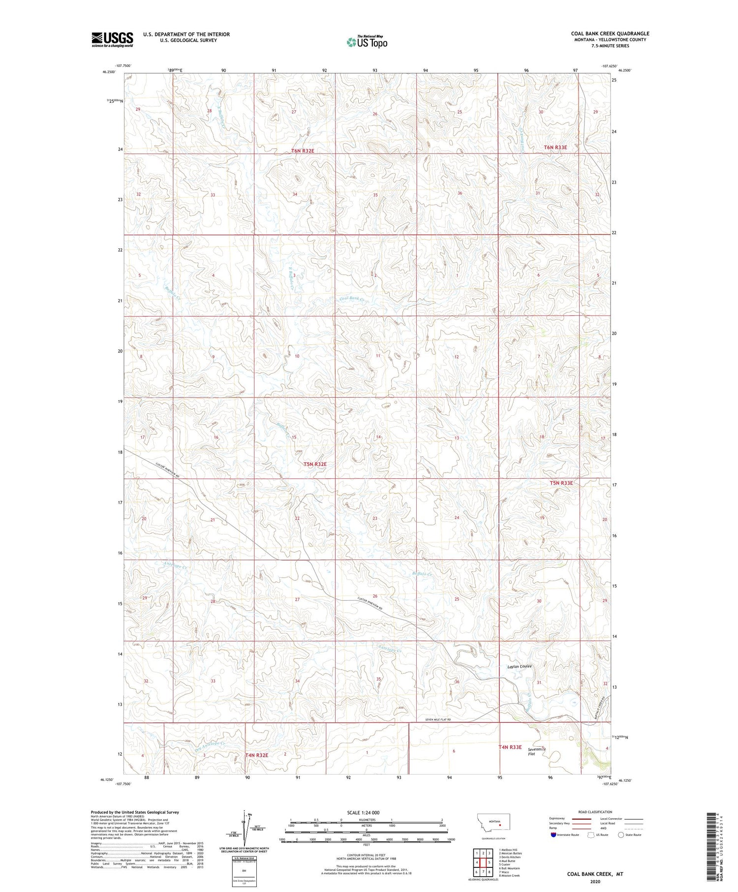 Coal Bank Creek Montana US Topo Map Image