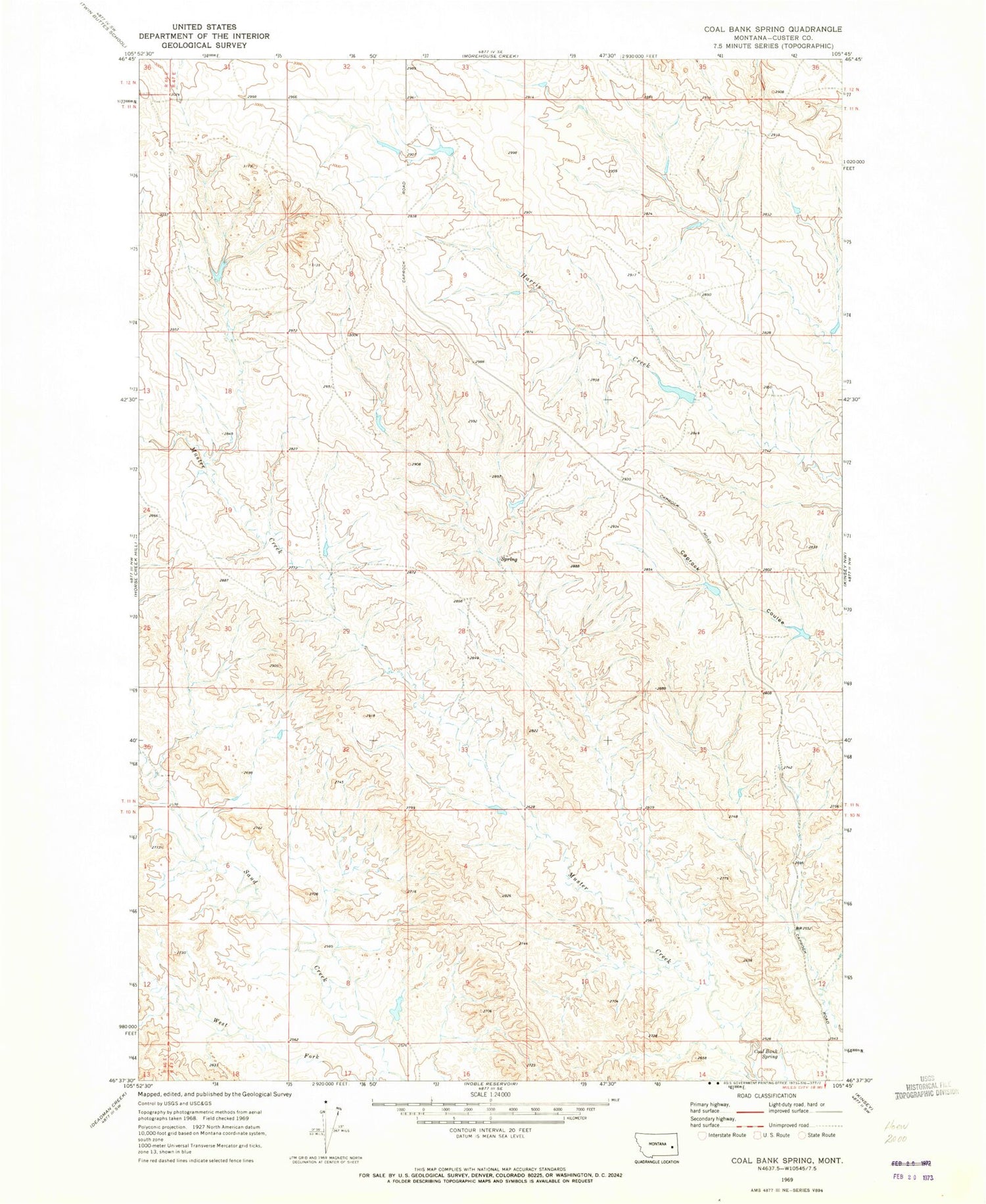 Classic USGS Coal Bank Spring Montana 7.5'x7.5' Topo Map Image
