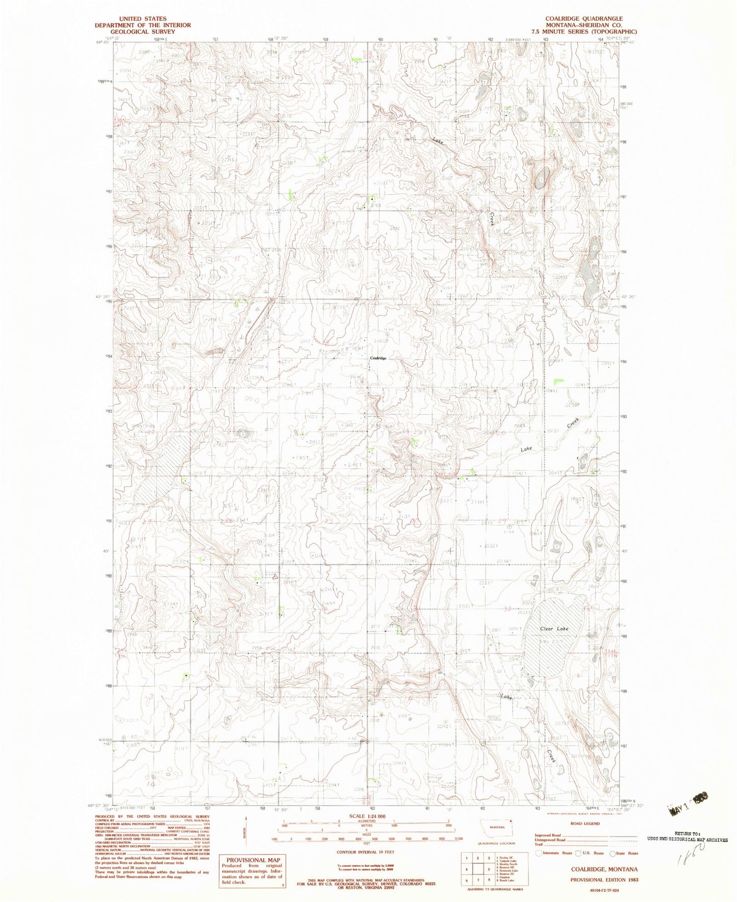 Classic USGS Coalridge Montana 7.5'x7.5' Topo Map Image