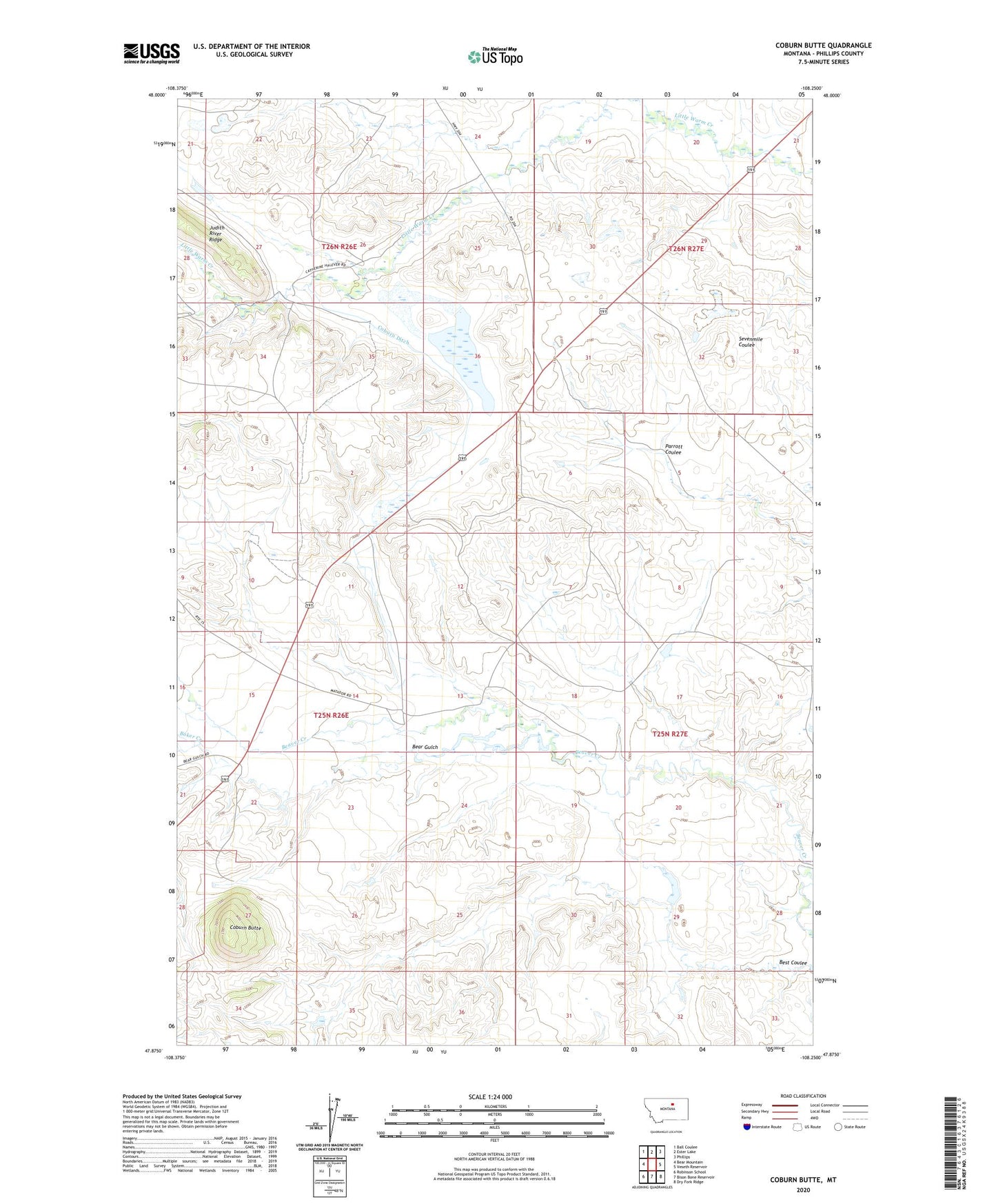 Coburn Butte Montana US Topo Map Image
