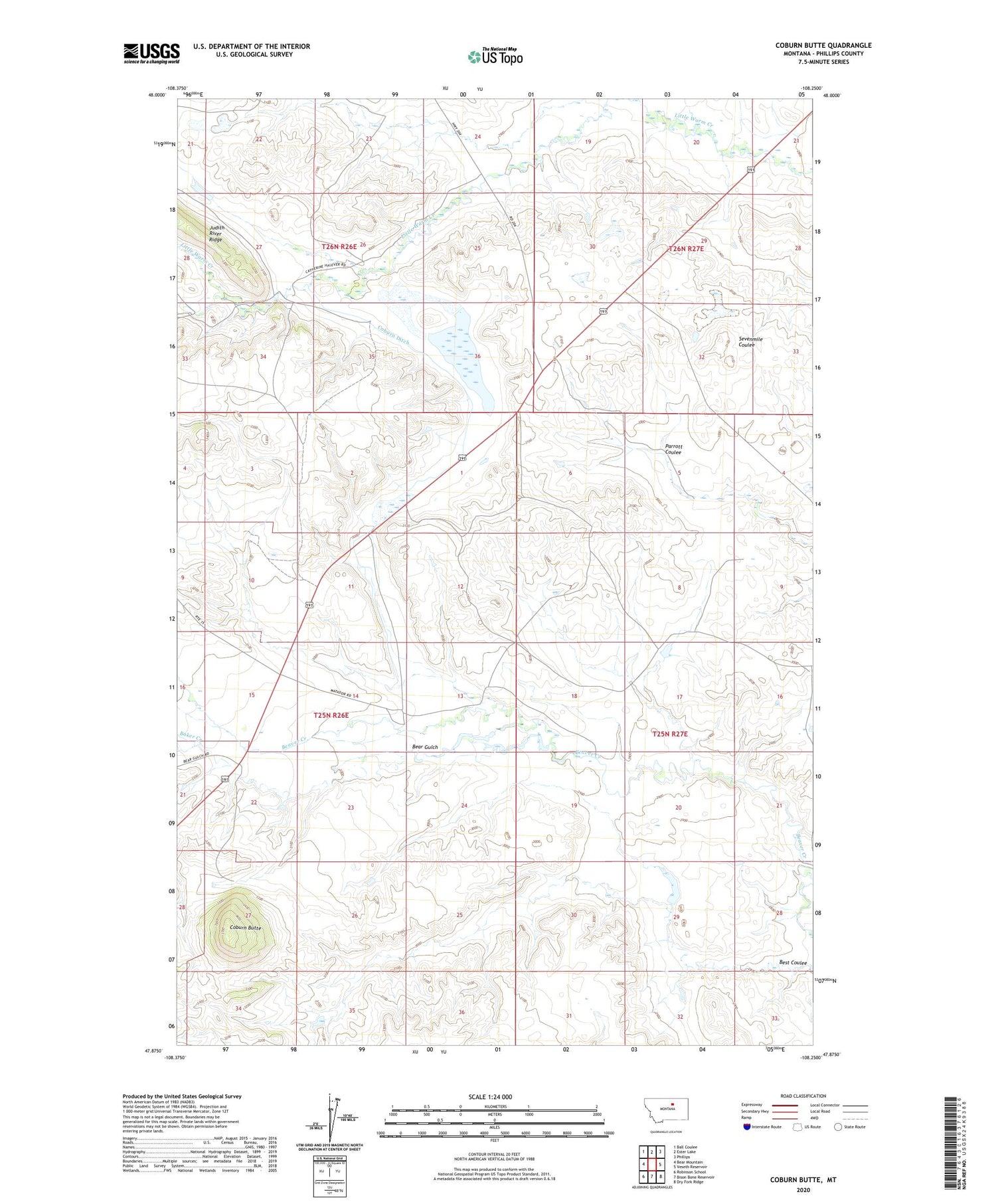 Coburn Butte Montana US Topo Map Image