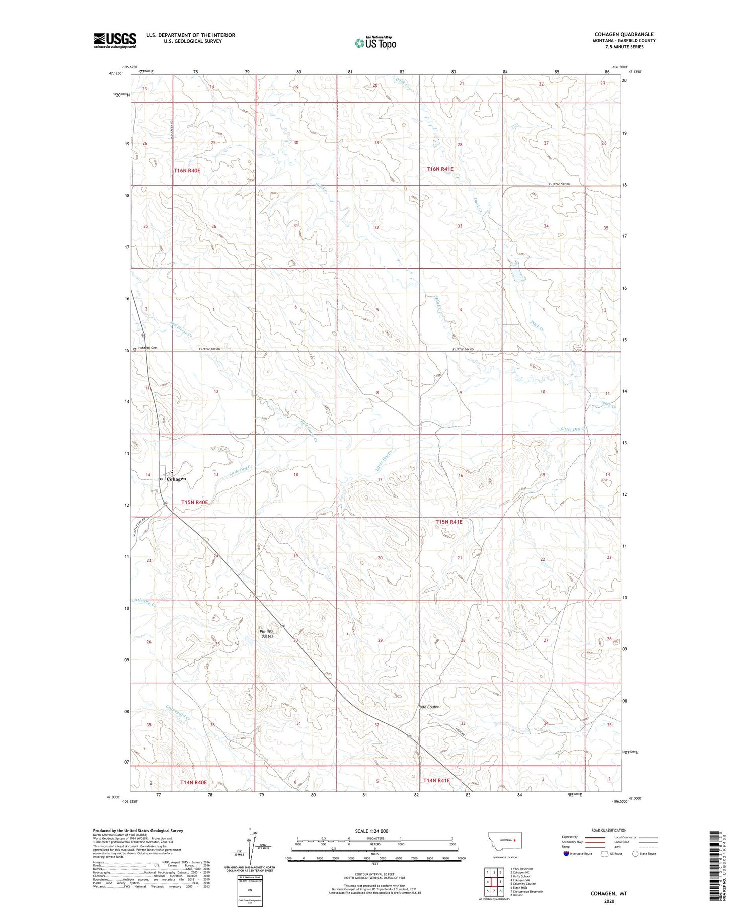 Cohagen Montana US Topo Map Image