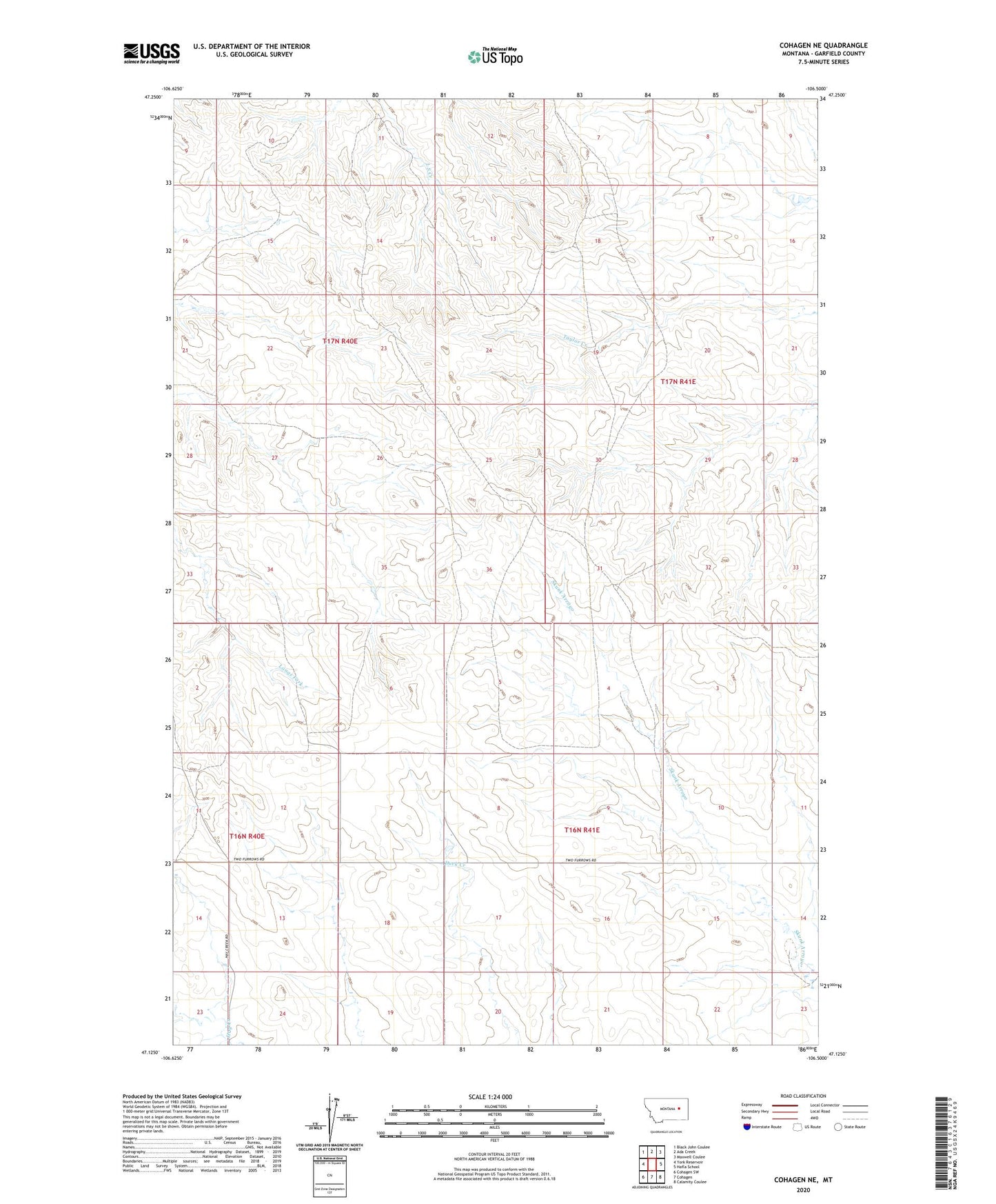 Cohagen NE Montana US Topo Map Image