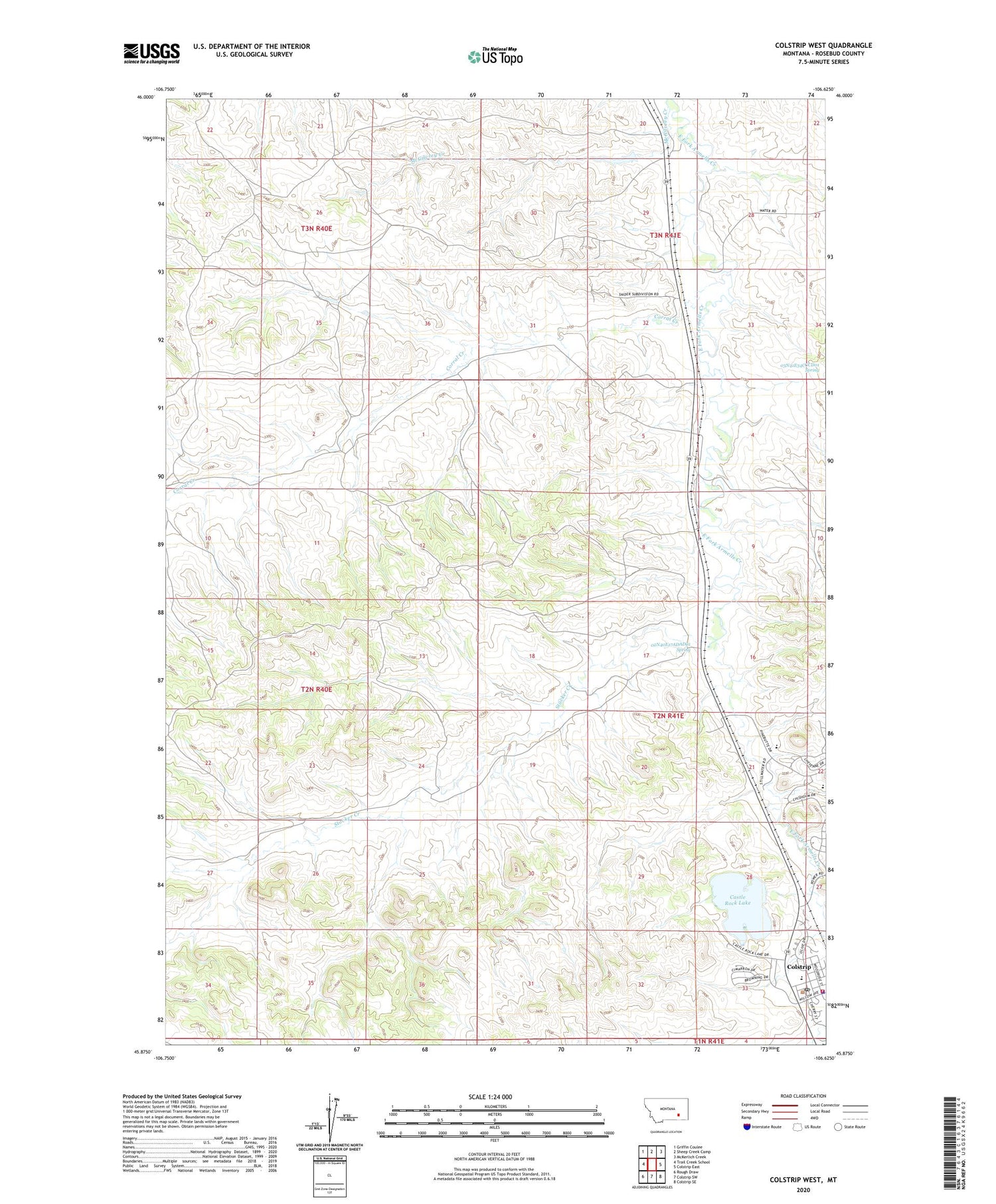 Colstrip West Montana US Topo Map Image