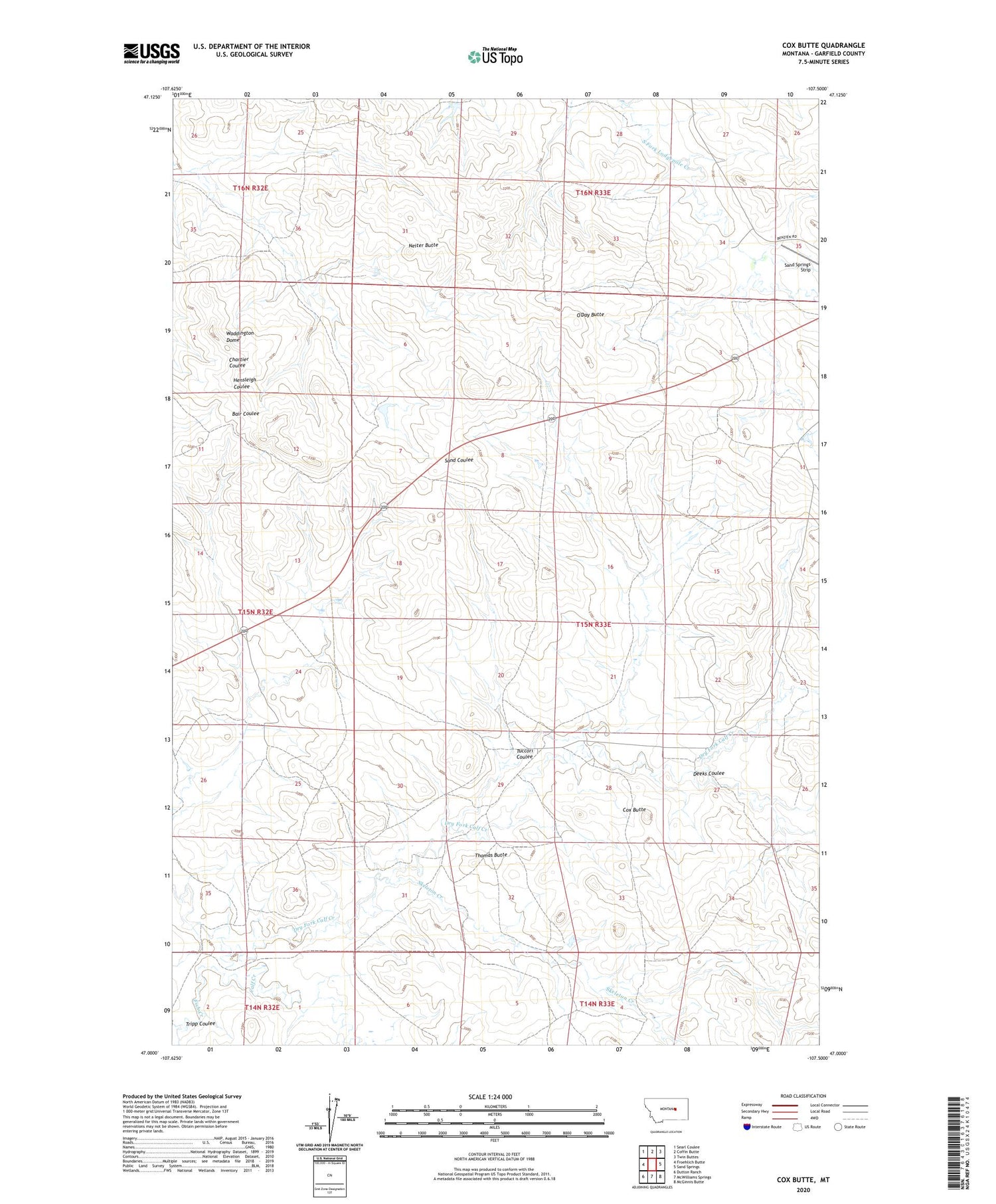 Cox Butte Montana US Topo Map Image