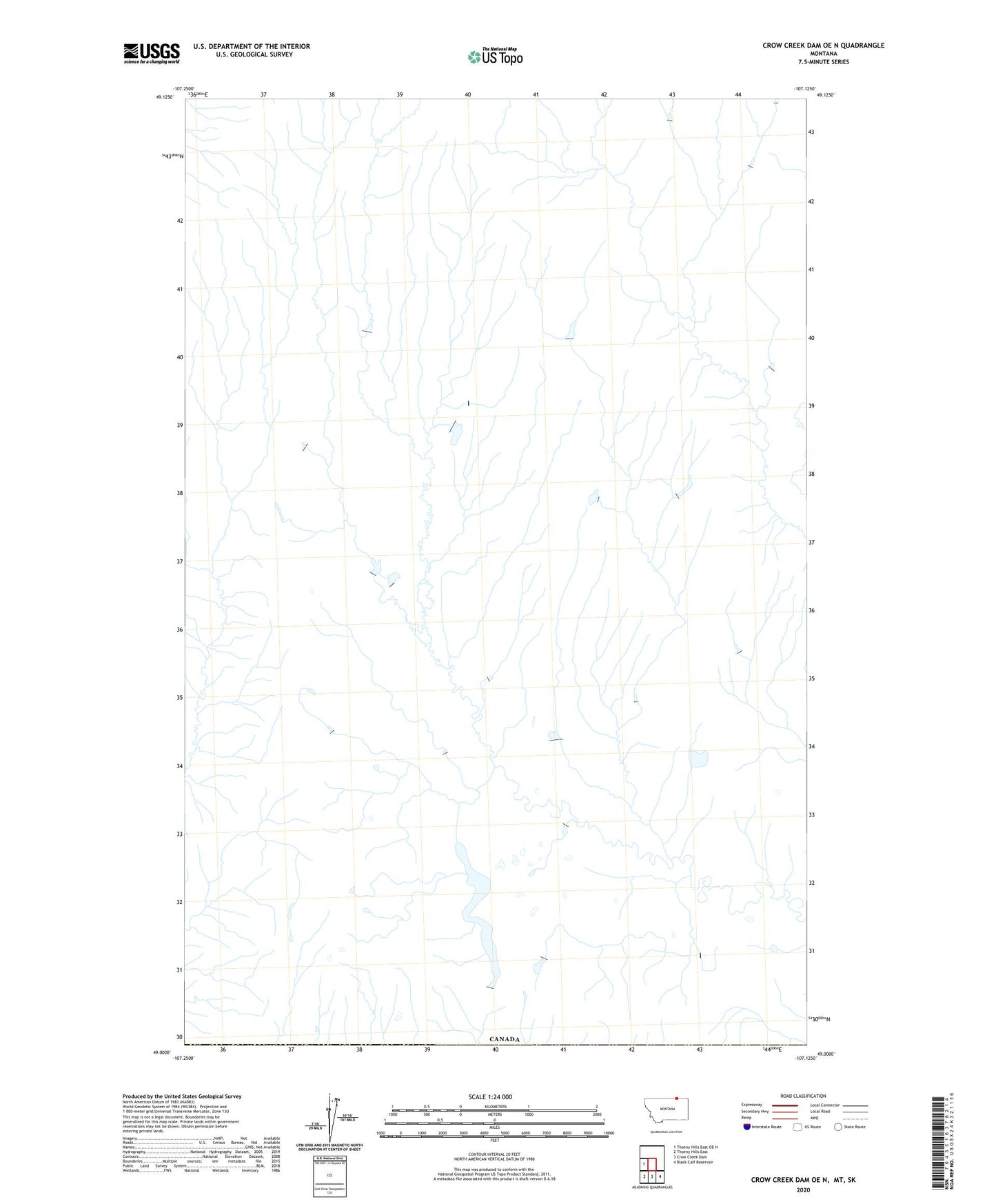 Crow Creek Dam OE N Montana US Topo Map Image