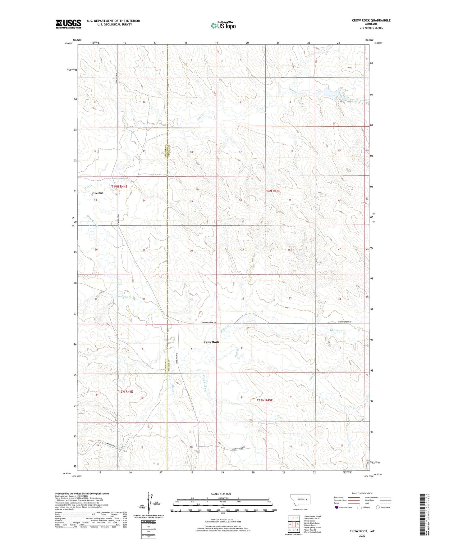 Crow Rock Montana US Topo Map Image