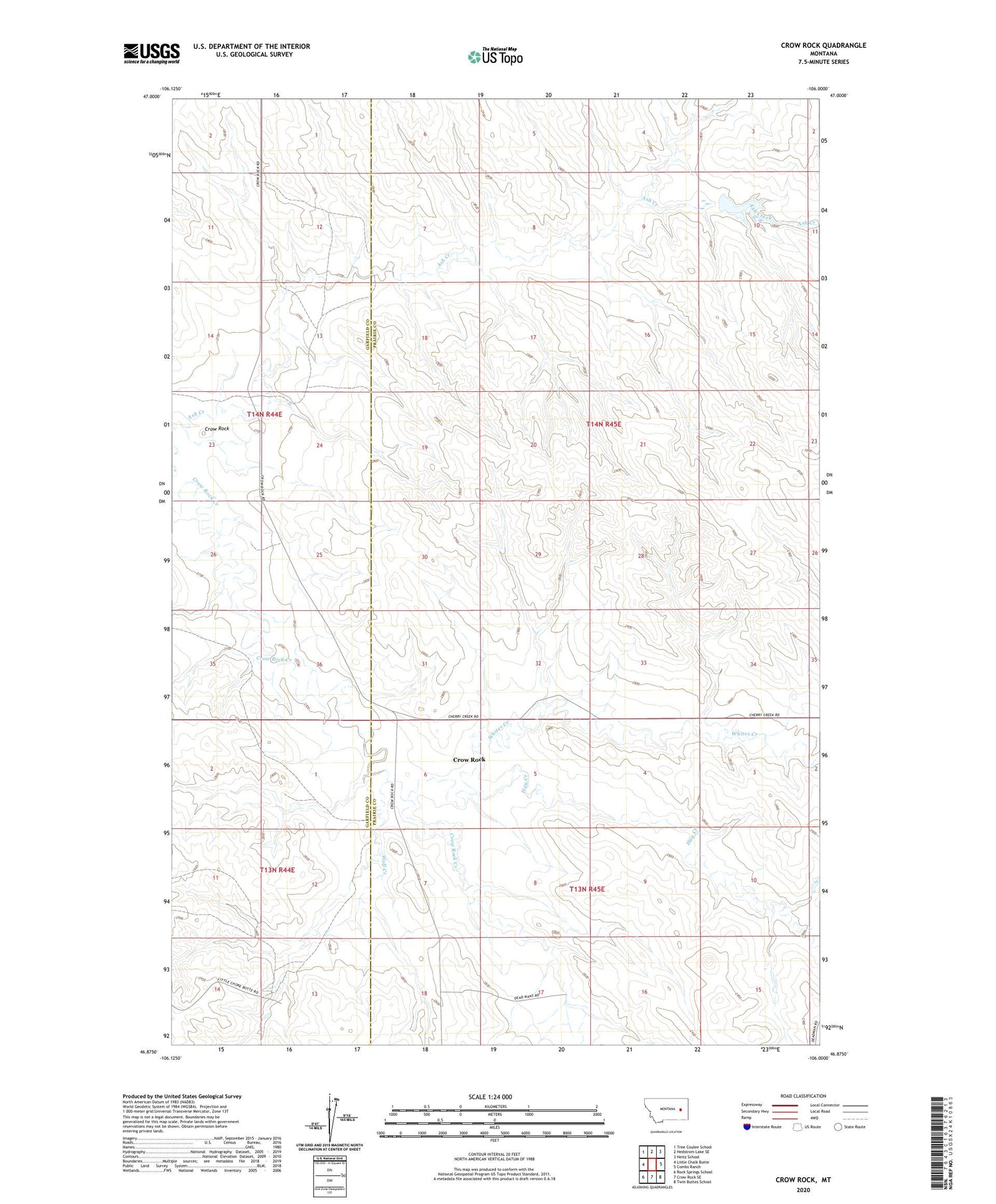 Crow Rock Montana US Topo Map Image