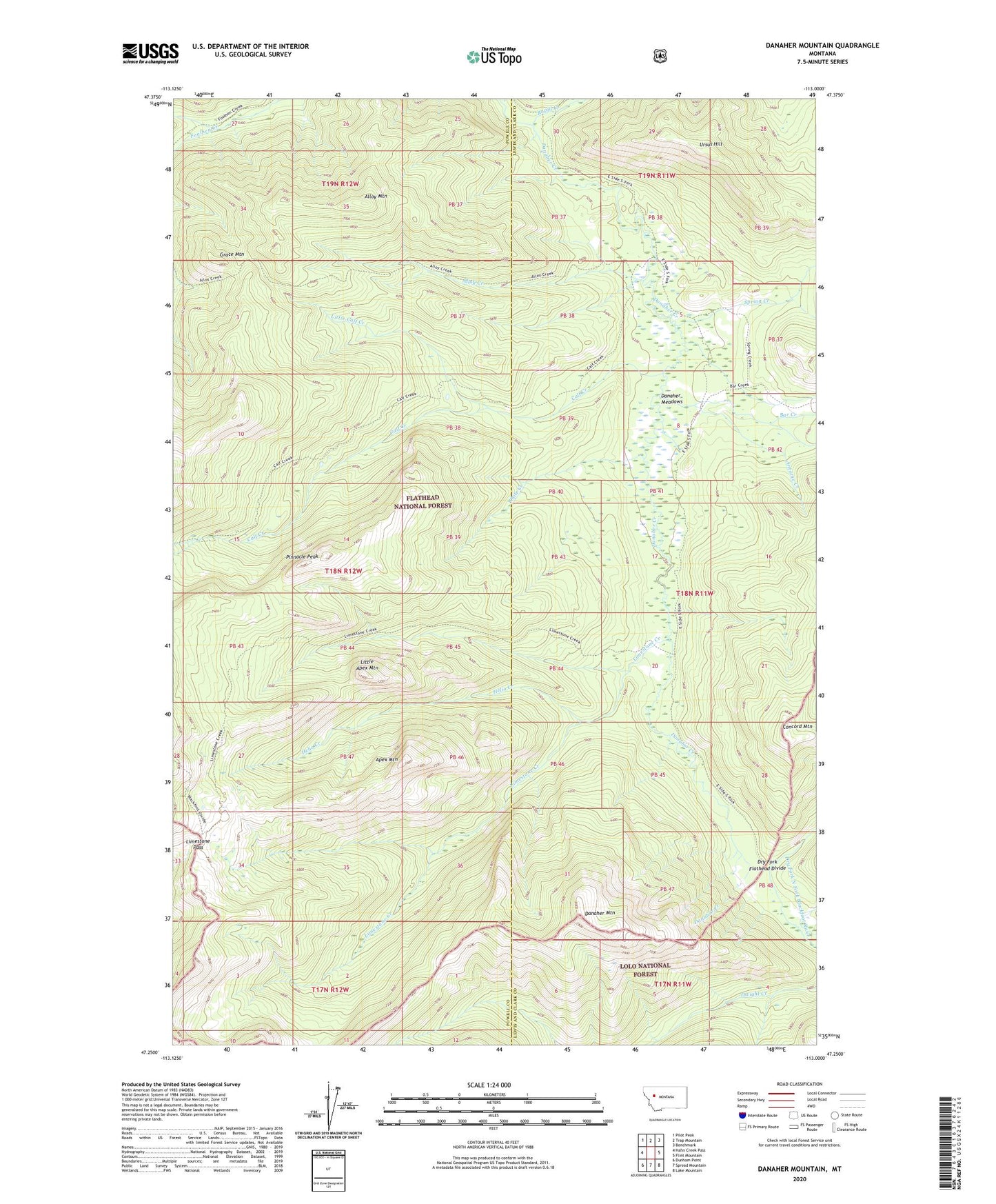Danaher Mountain Montana US Topo Map Image