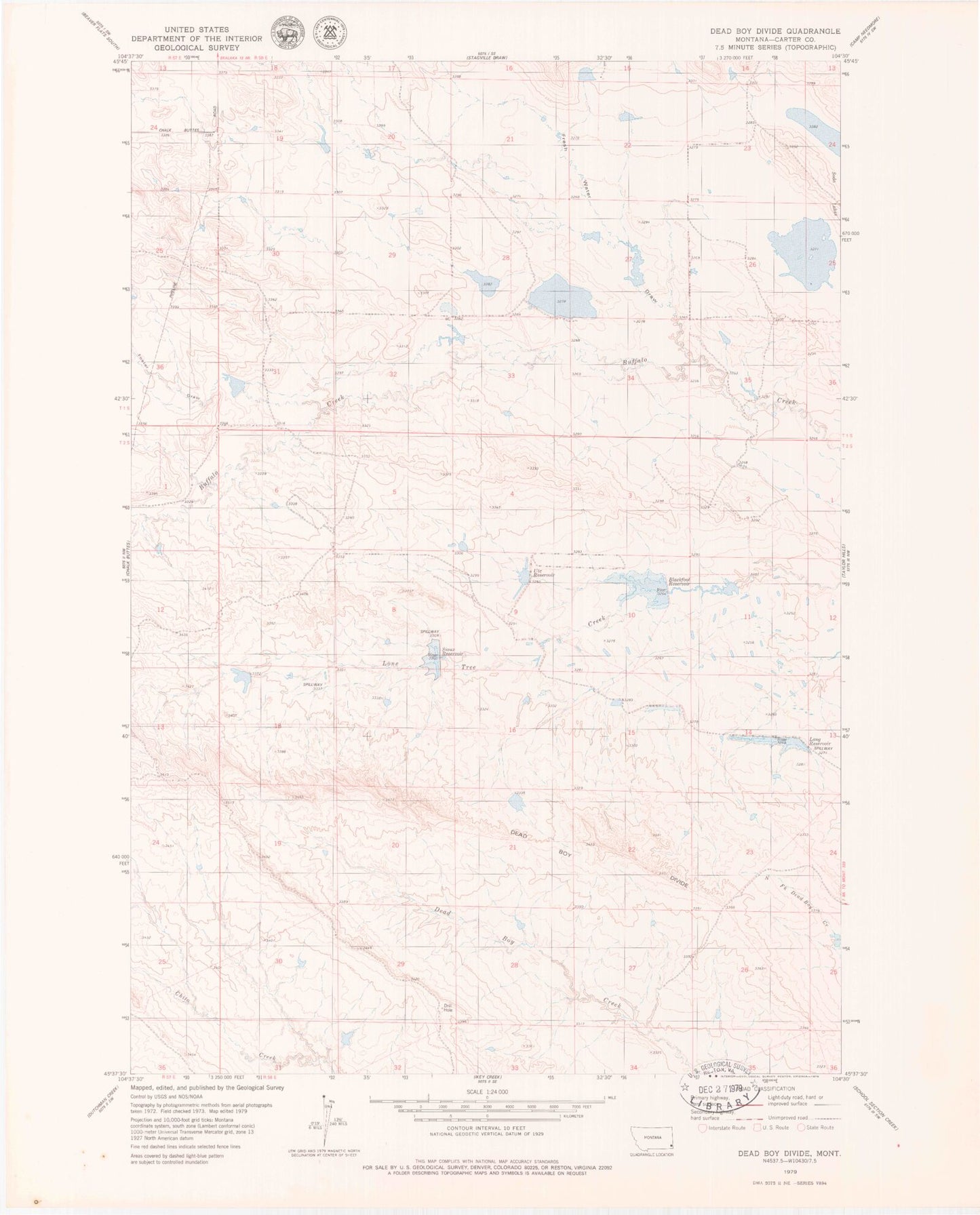 Classic USGS Dead Boy Divide Montana 7.5'x7.5' Topo Map Image