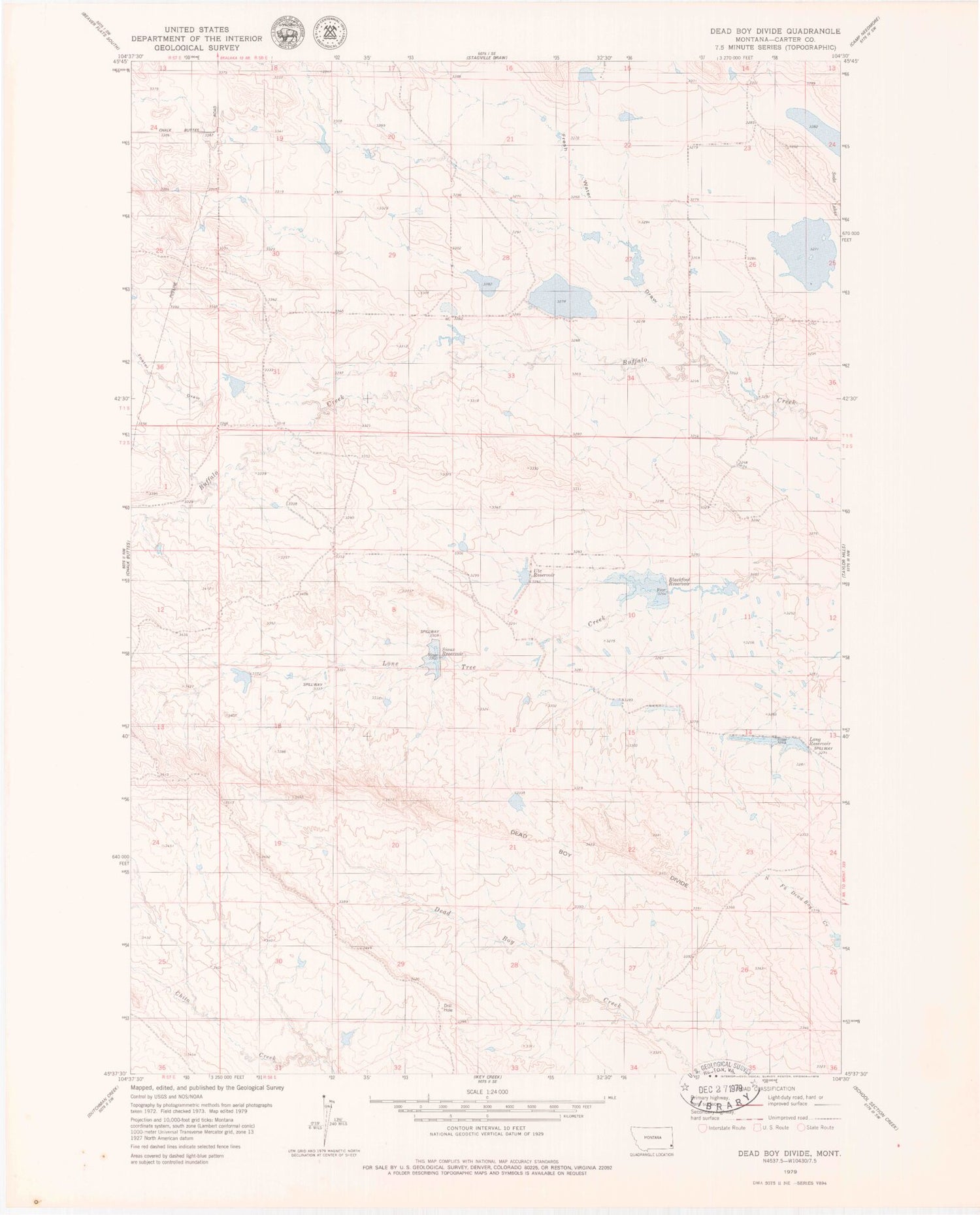 Classic USGS Dead Boy Divide Montana 7.5'x7.5' Topo Map Image