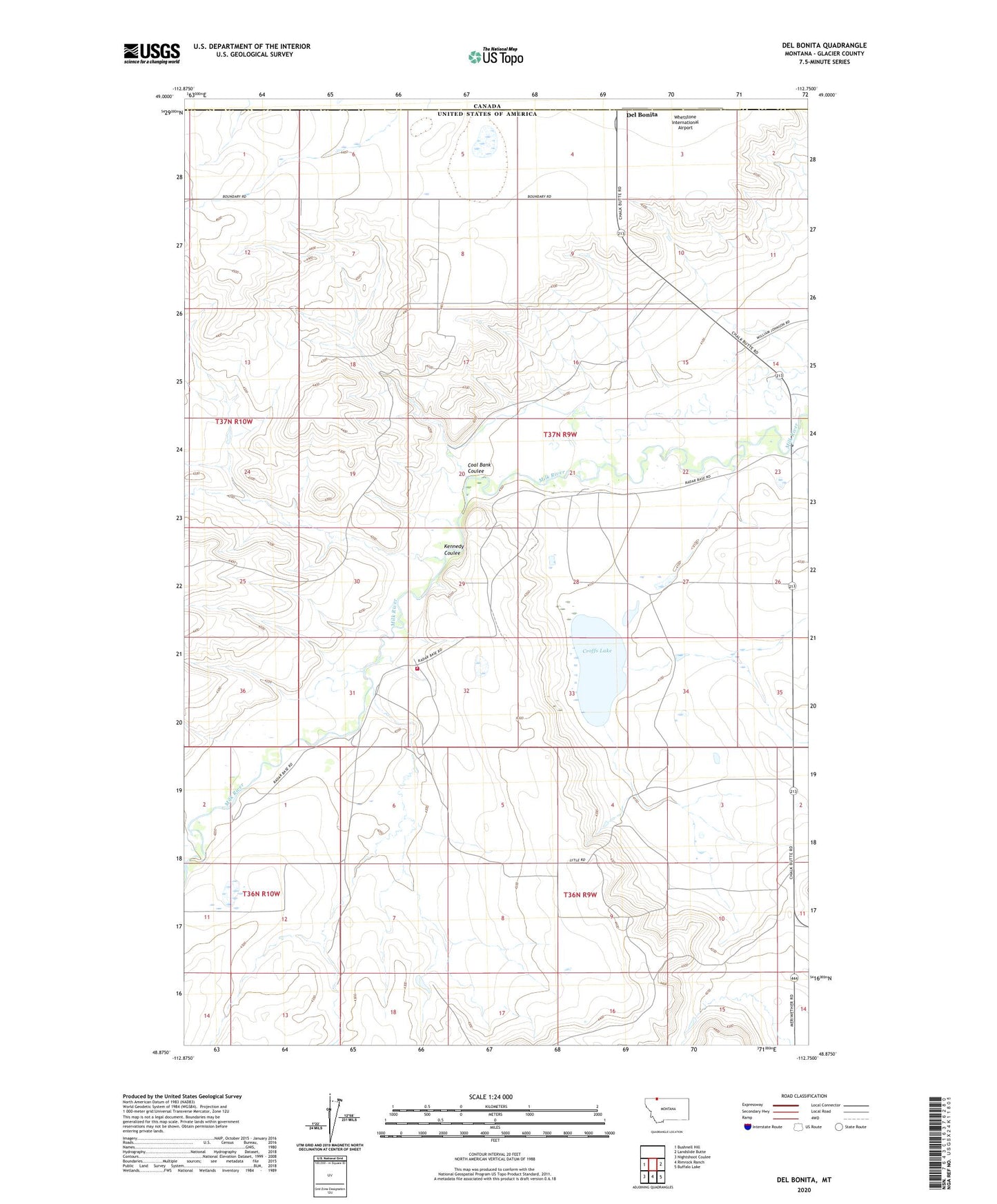 Del Bonita Montana US Topo Map Image