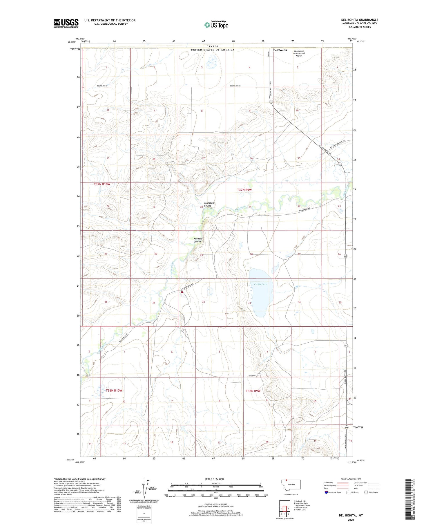 Del Bonita Montana US Topo Map Image