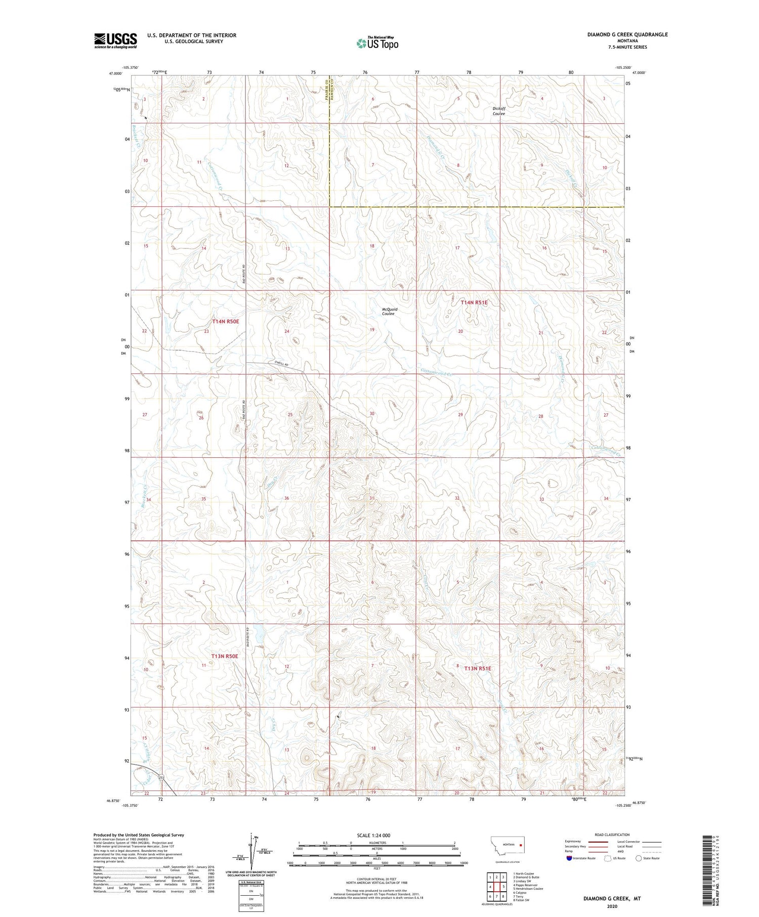 Diamond G Creek Montana US Topo Map Image