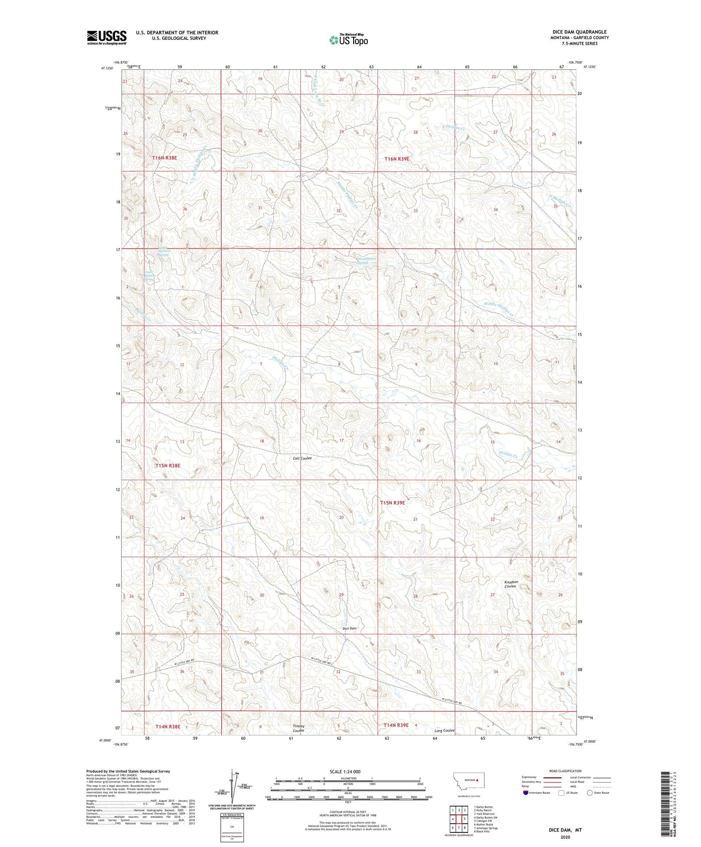 Dice Dam Montana US Topo Map Image