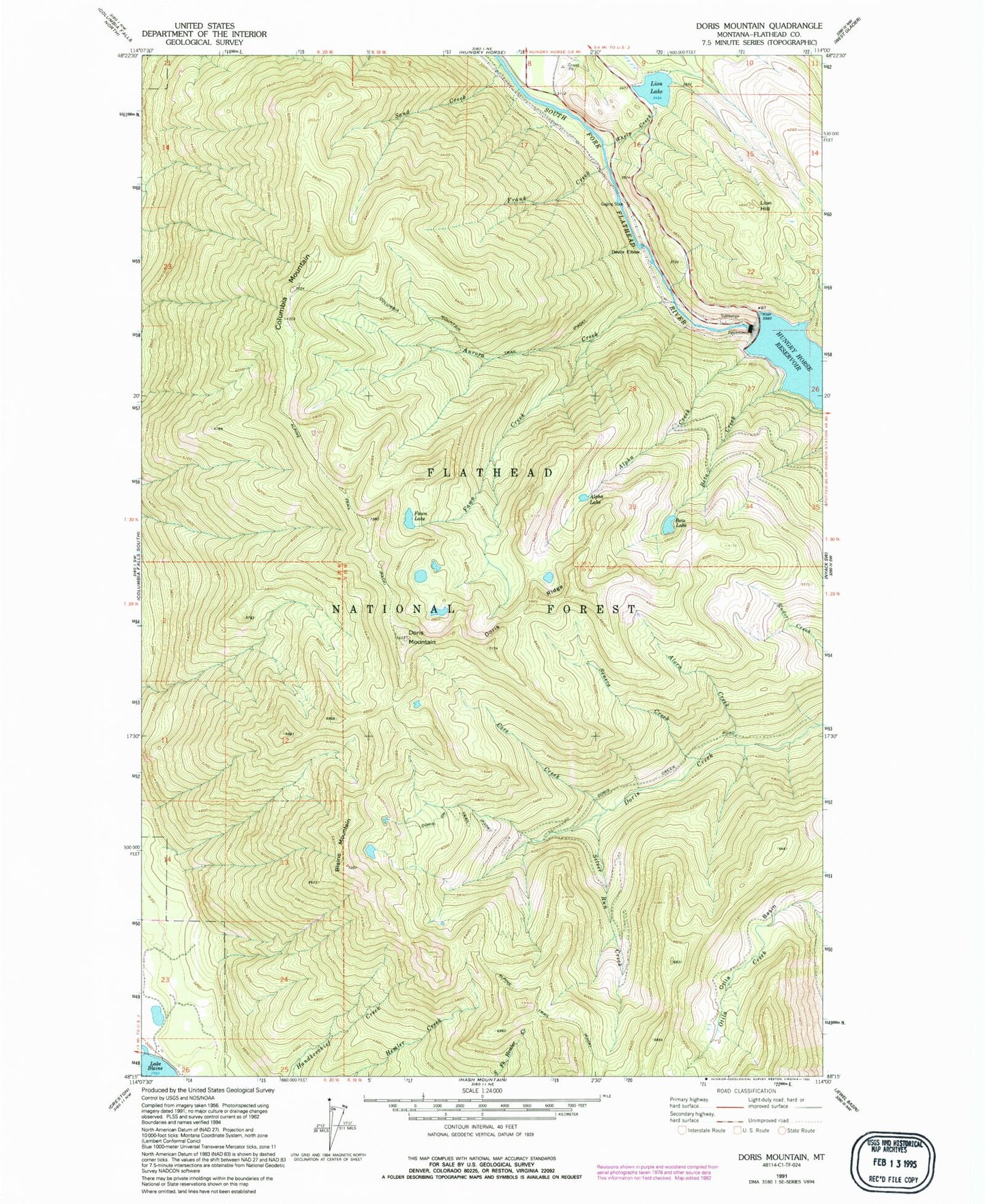 Classic USGS Doris Mountain Montana 7.5'x7.5' Topo Map Image
