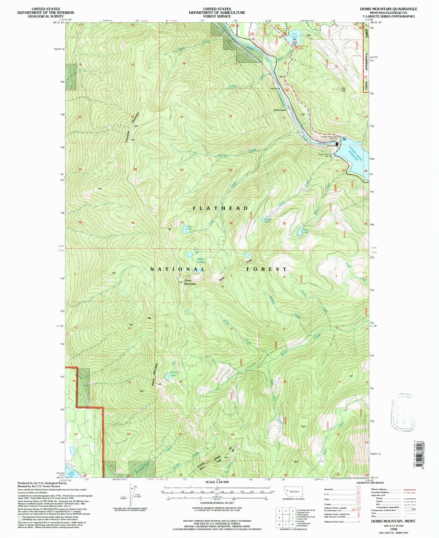 Classic USGS Doris Mountain Montana 7.5'x7.5' Topo Map Image
