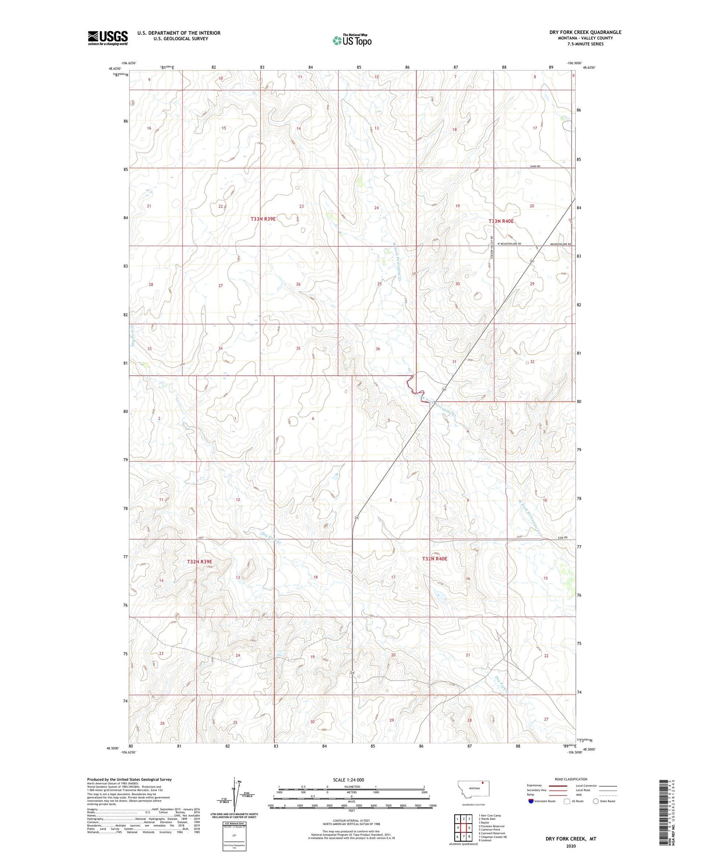 Dry Fork Creek Montana US Topo Map Image