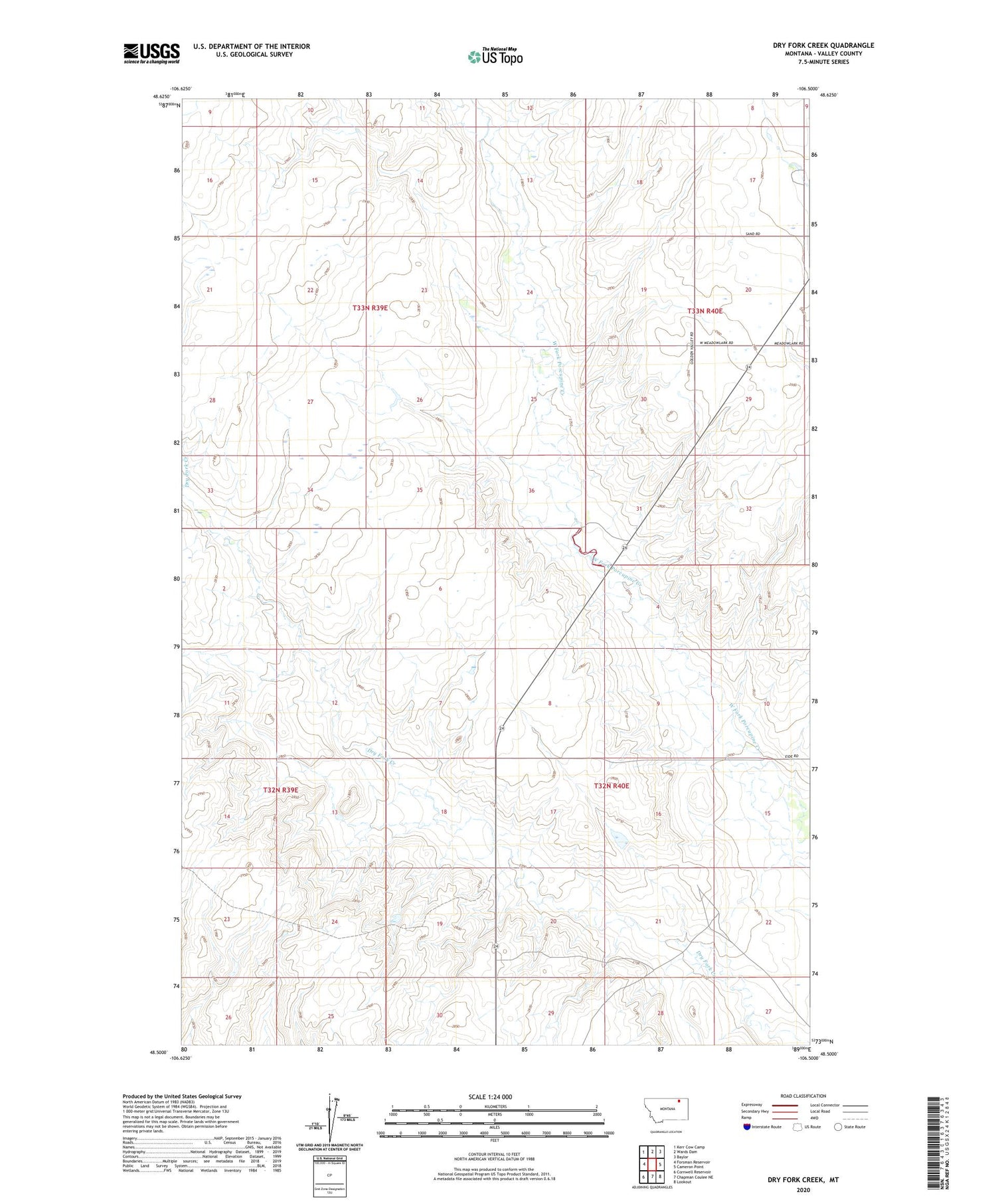 Dry Fork Creek Montana US Topo Map Image