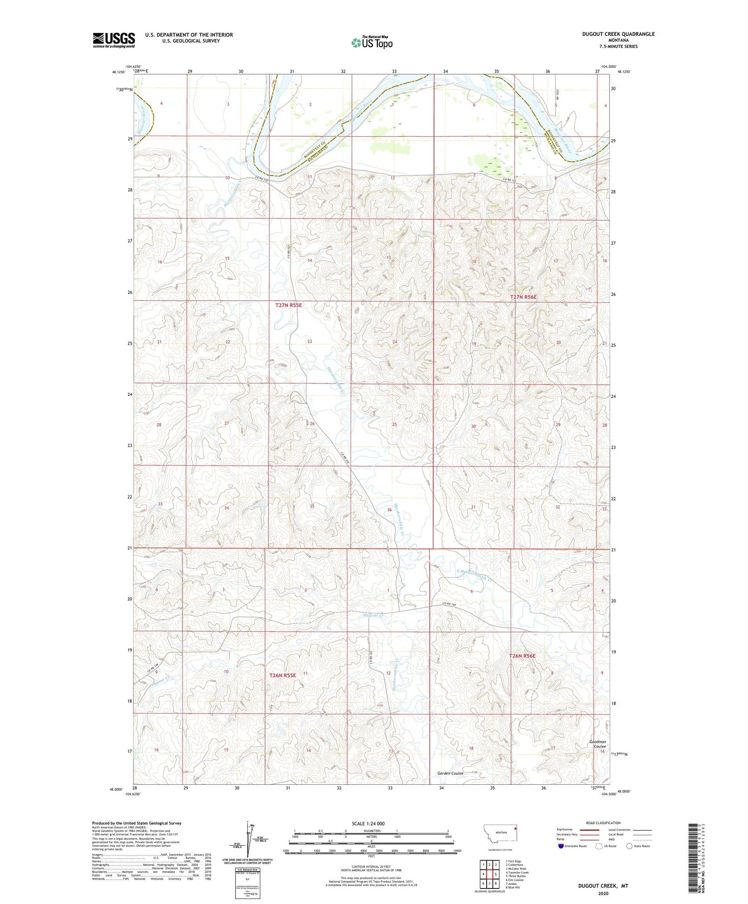 Dugout Creek Montana US Topo Map Image
