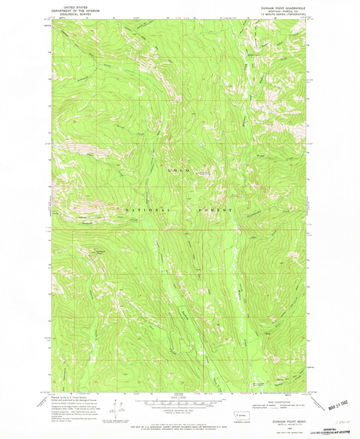 Classic USGS Dunham Point Montana 7.5'x7.5' Topo Map Image