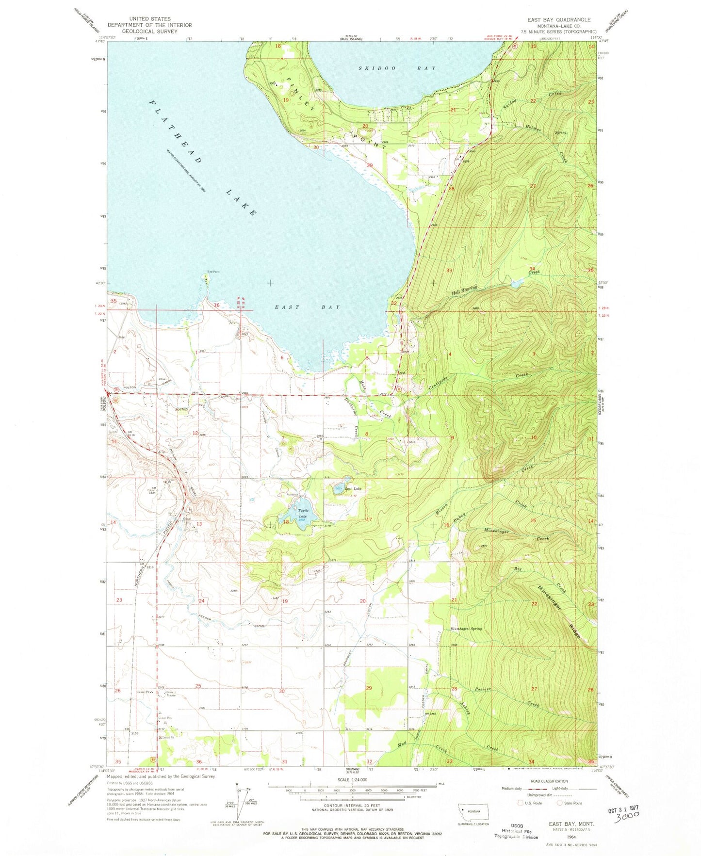 Classic USGS East Bay Montana 7.5'x7.5' Topo Map Image
