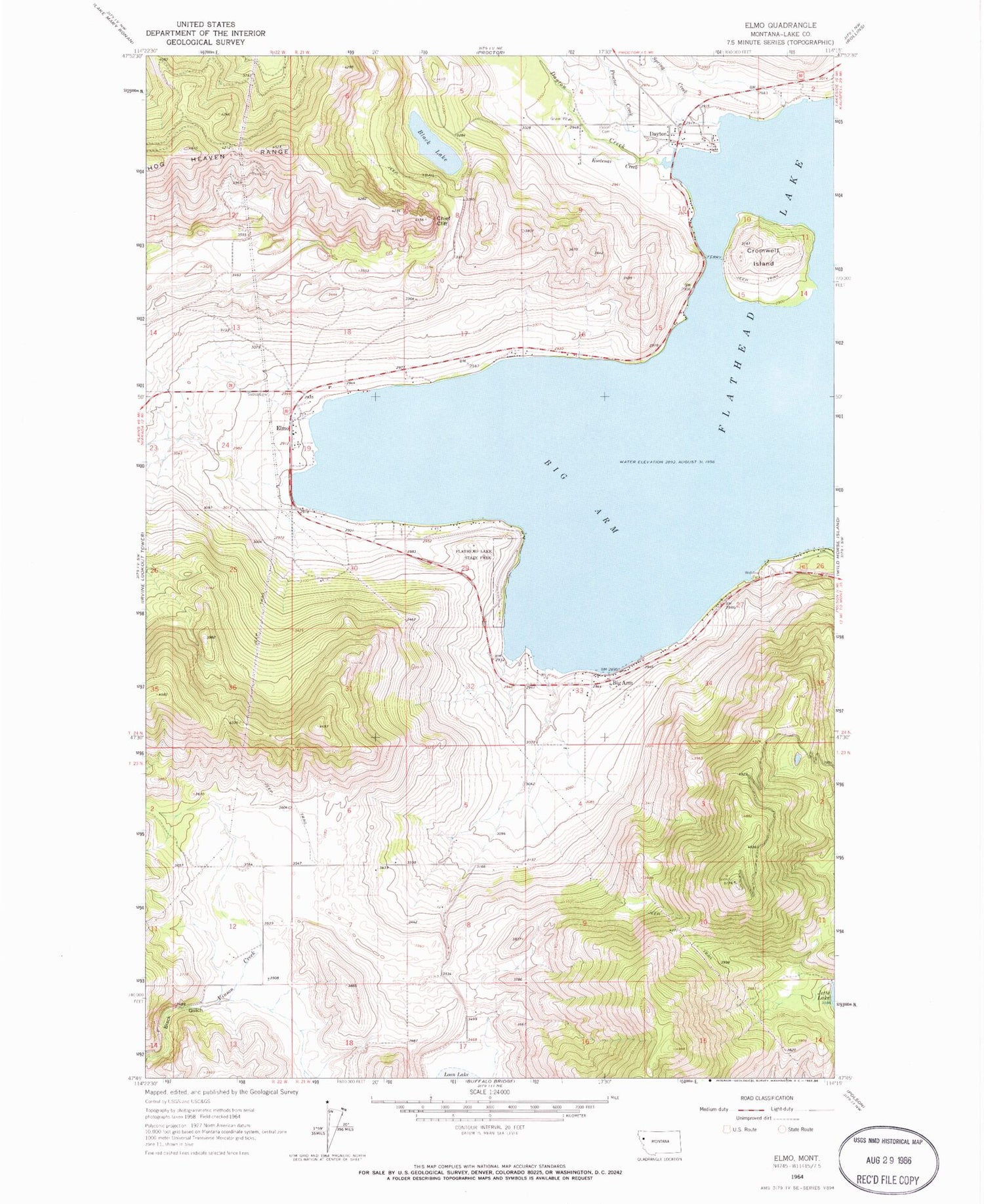 Classic USGS Elmo Montana 7.5'x7.5' Topo Map Image