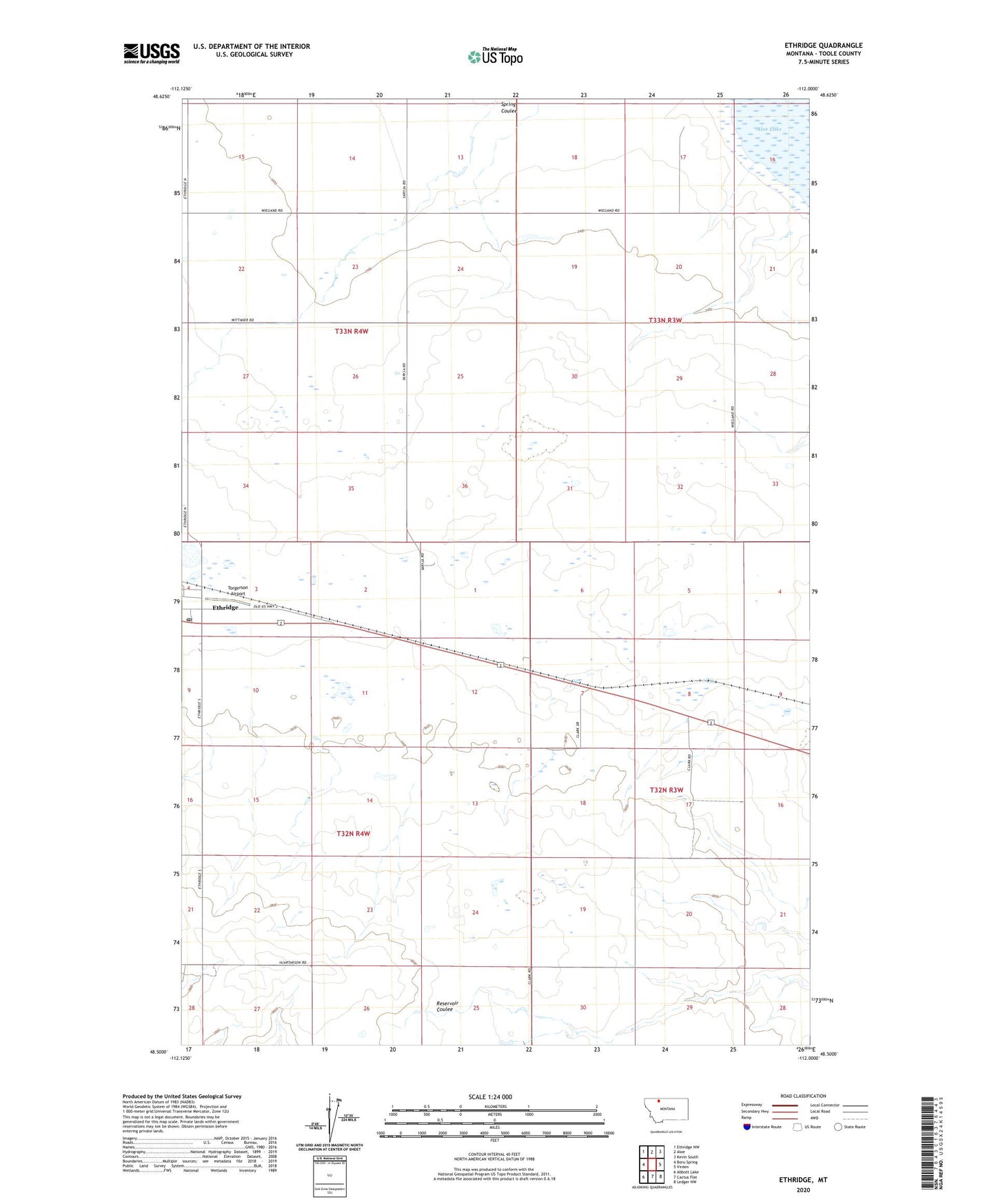 Ethridge Montana US Topo Map Image
