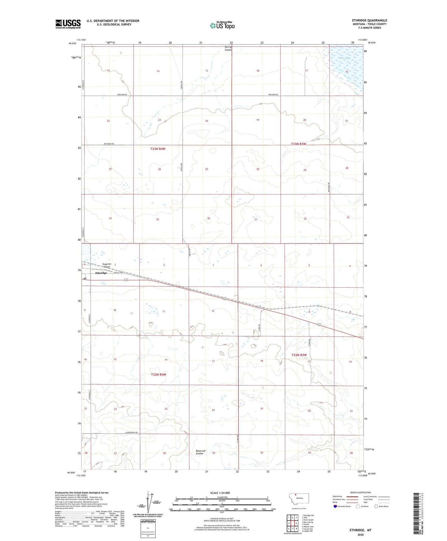 Ethridge Montana US Topo Map Image