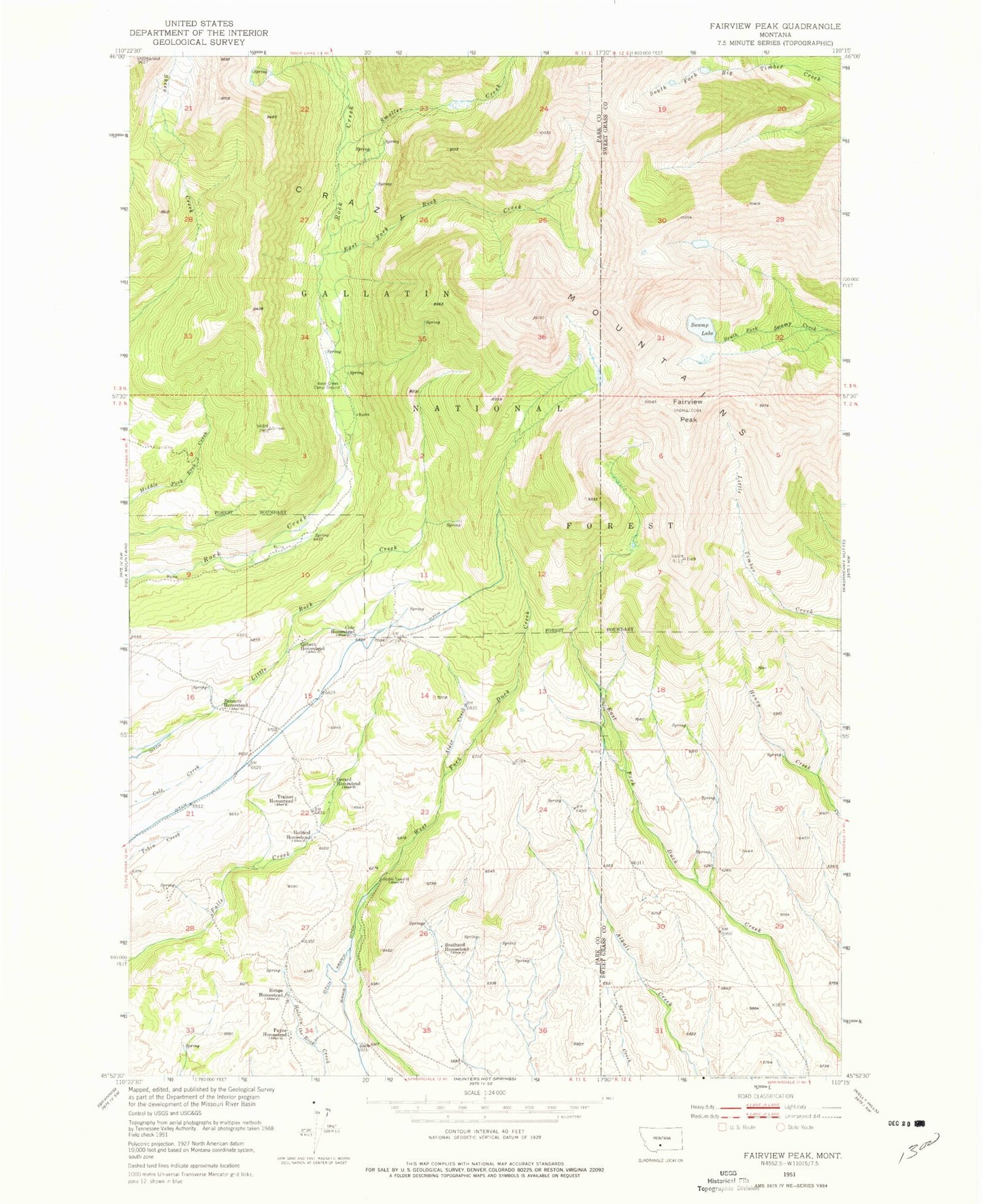 Classic USGS Fairview Peak Montana 7.5'x7.5' Topo Map Image