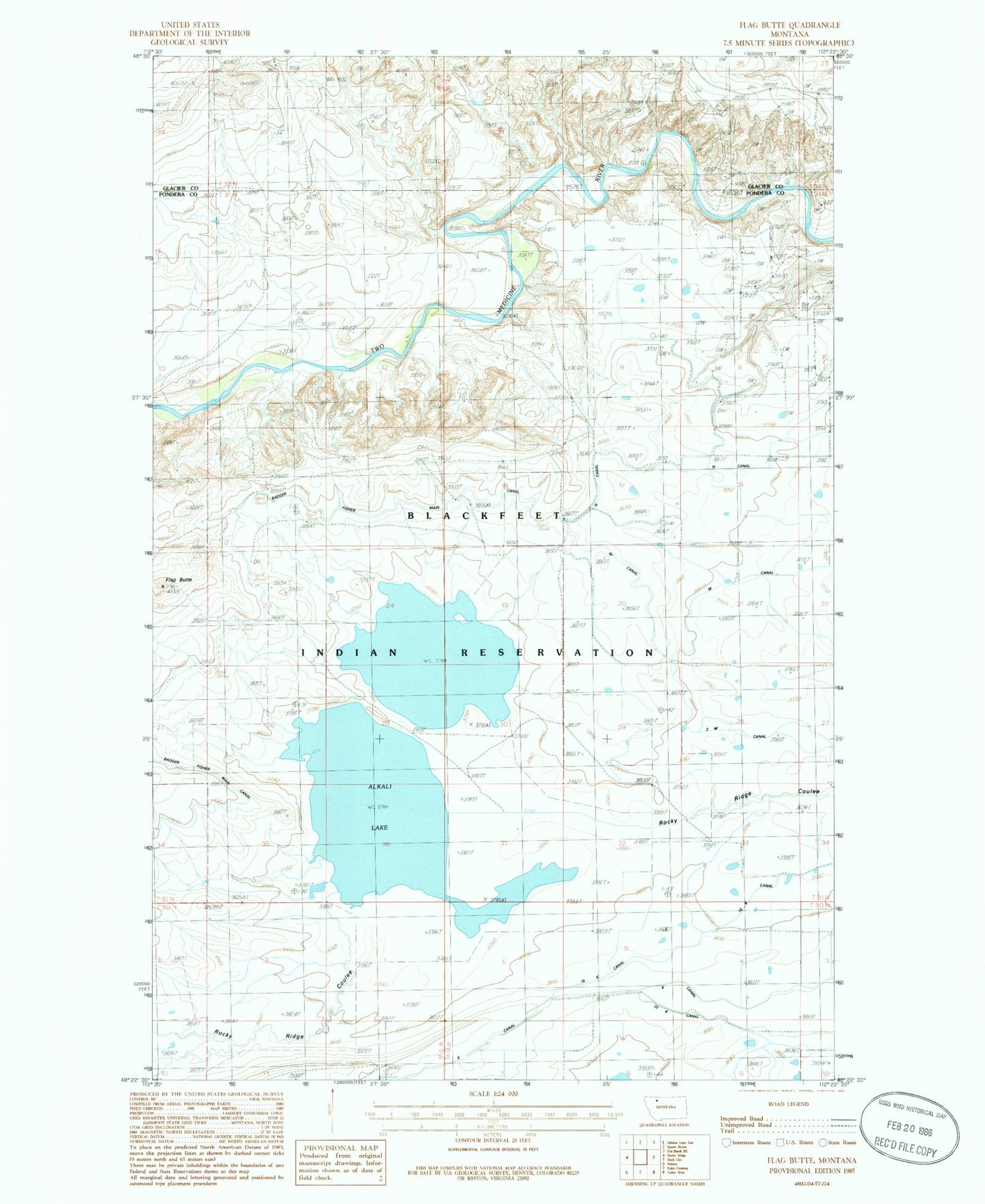 Classic USGS Flag Butte Montana 7.5'x7.5' Topo Map Image