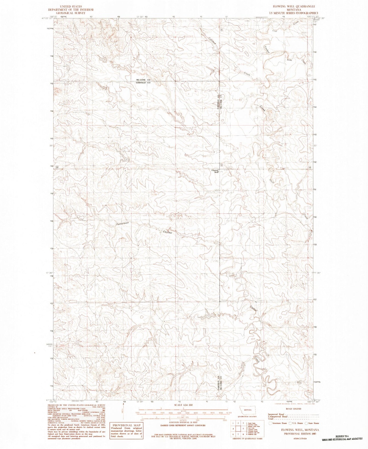 Classic USGS Flowing Well Montana 7.5'x7.5' Topo Map Image