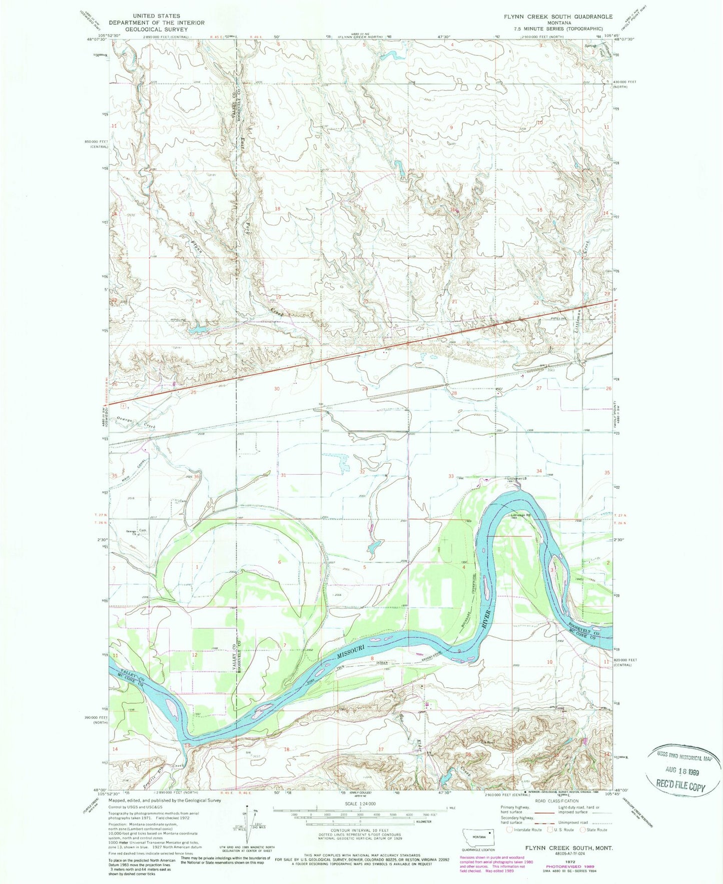 Classic USGS Flynn Creek South Montana 7.5'x7.5' Topo Map Image