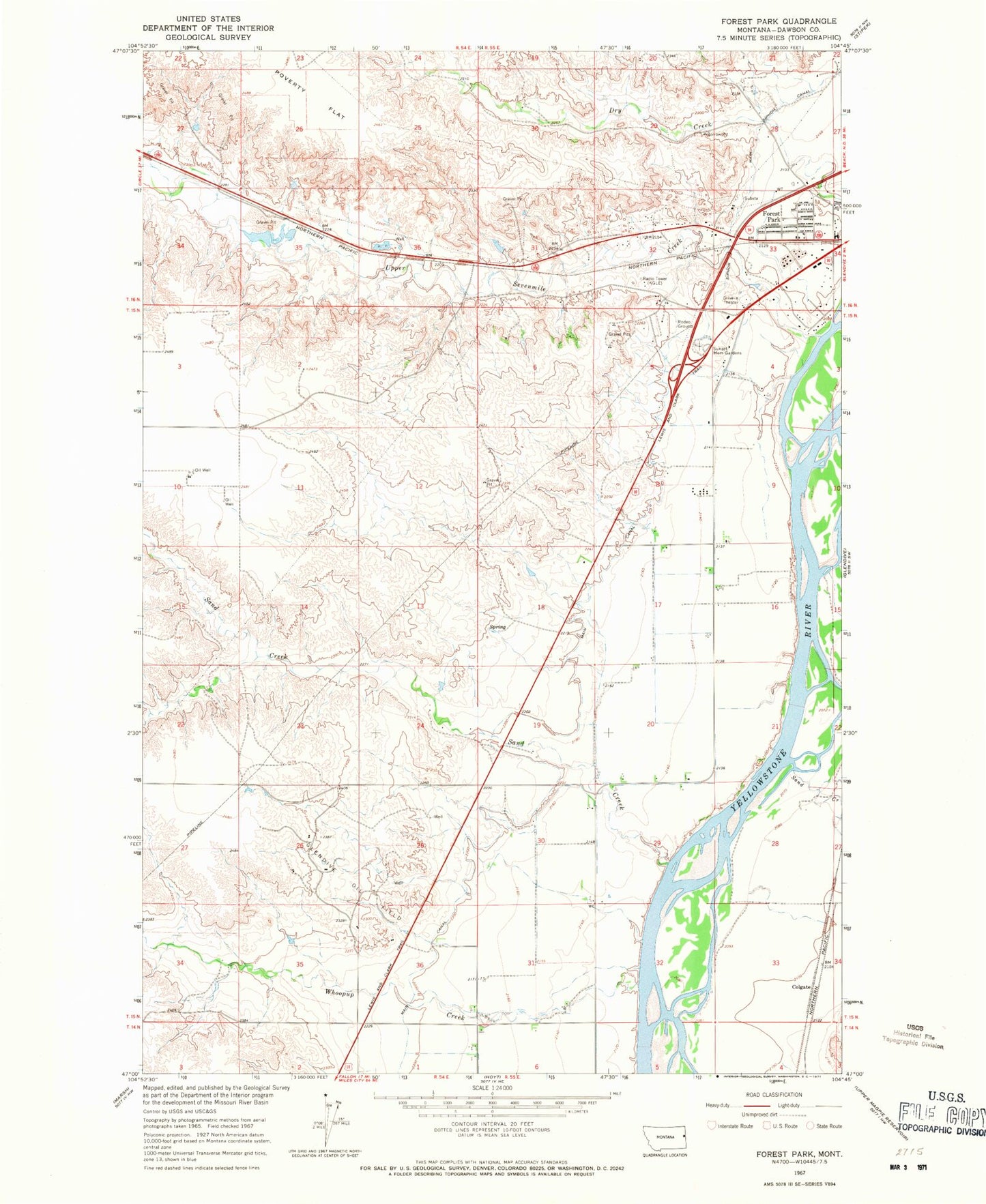 Classic USGS Forest Park Montana 7.5'x7.5' Topo Map Image