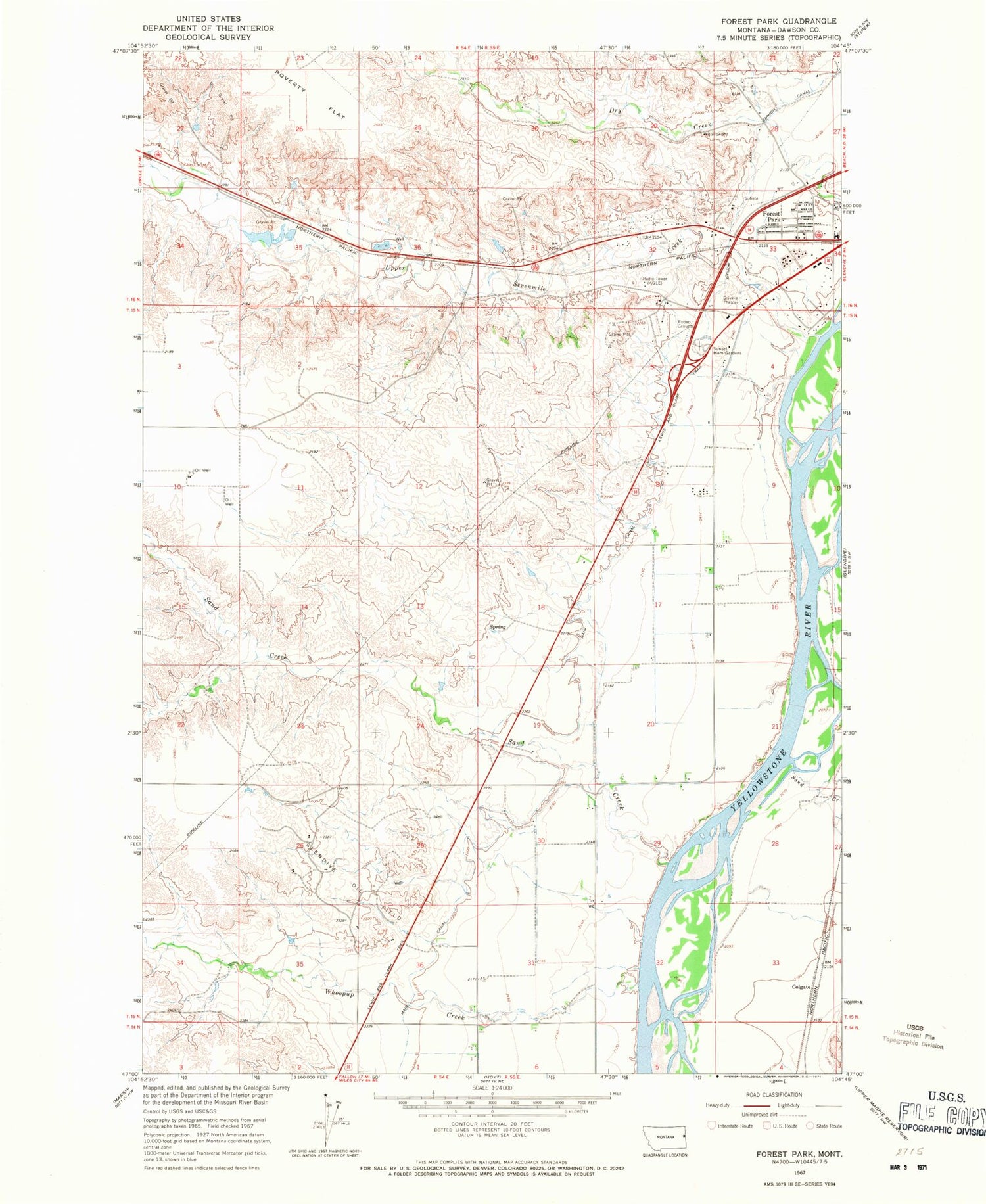 Classic USGS Forest Park Montana 7.5'x7.5' Topo Map Image