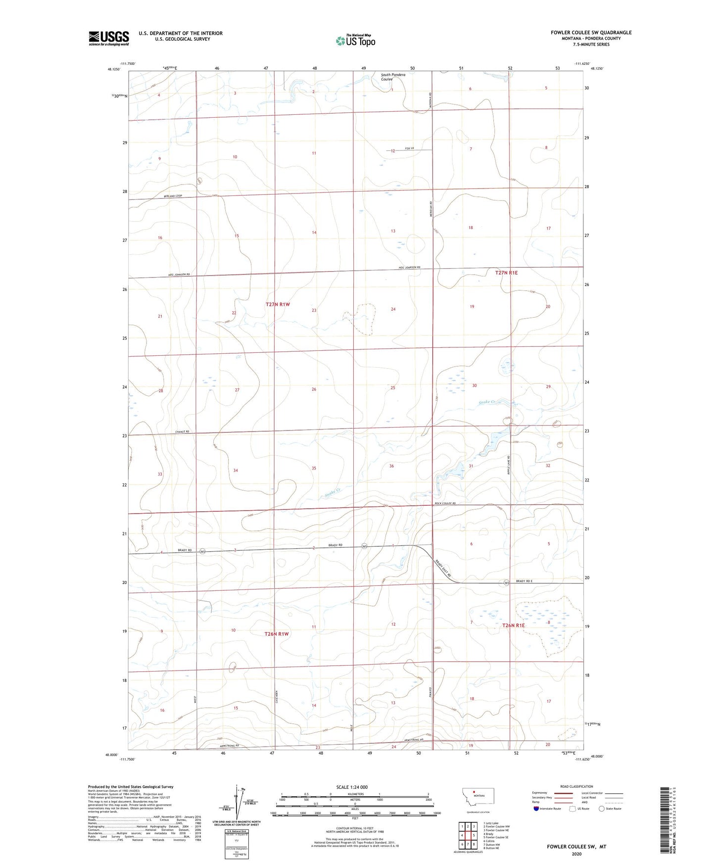 Fowler Coulee SW Montana US Topo Map Image