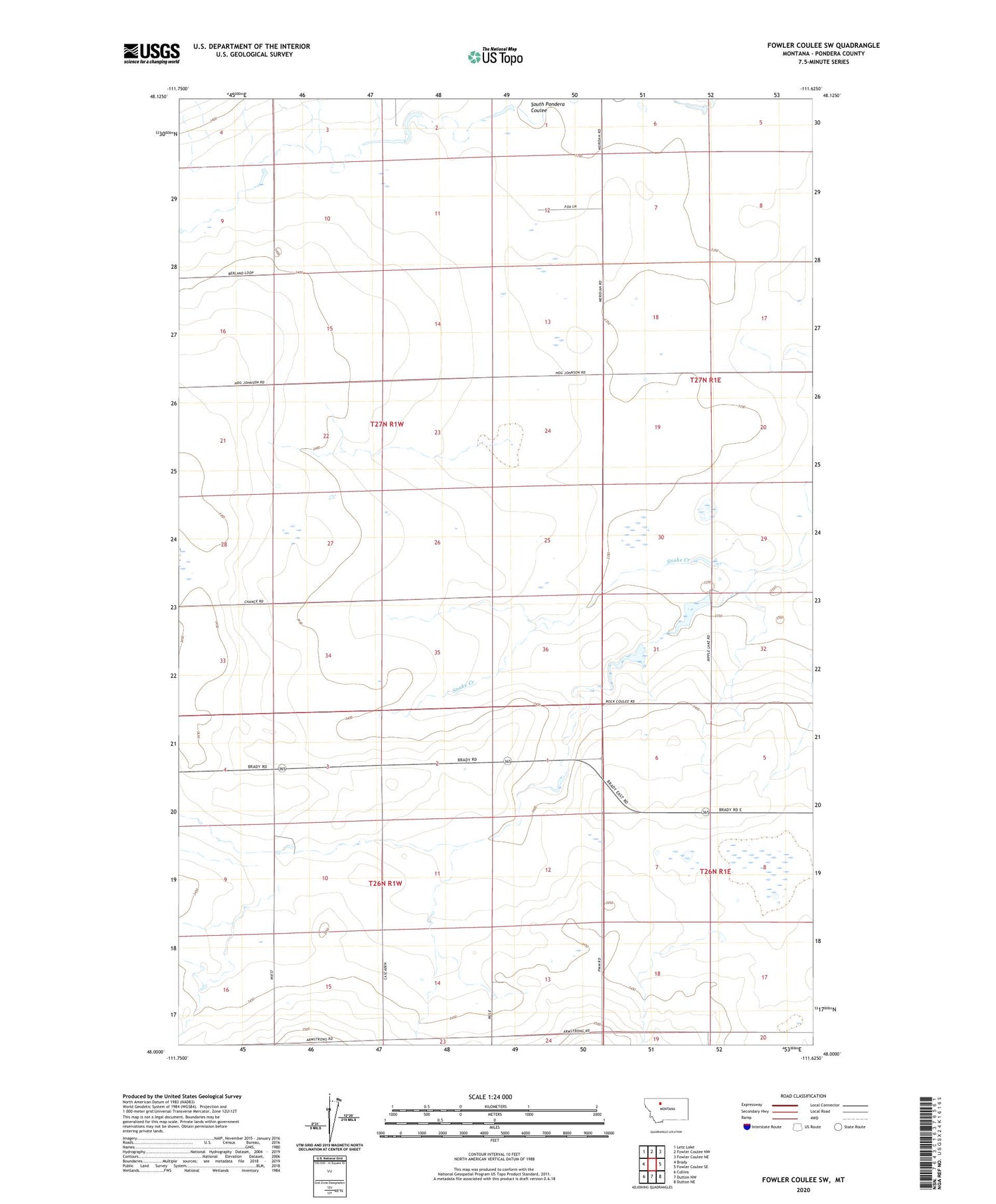Fowler Coulee SW Montana US Topo Map Image