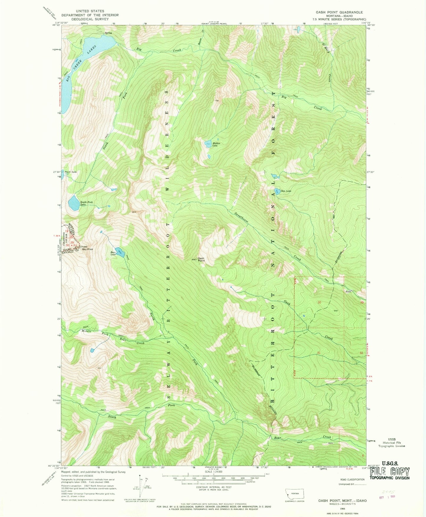 Classic USGS Gash Point Montana 7.5'x7.5' Topo Map Image