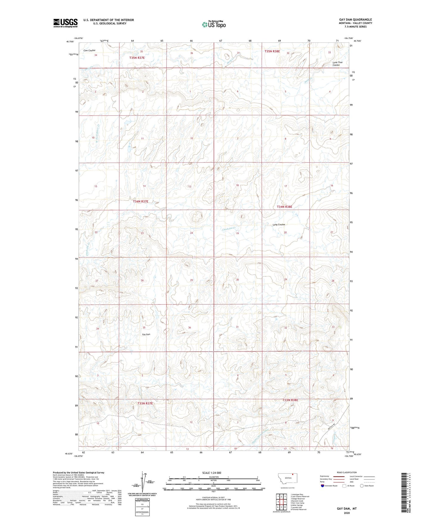 Gay Dam Montana US Topo Map Image