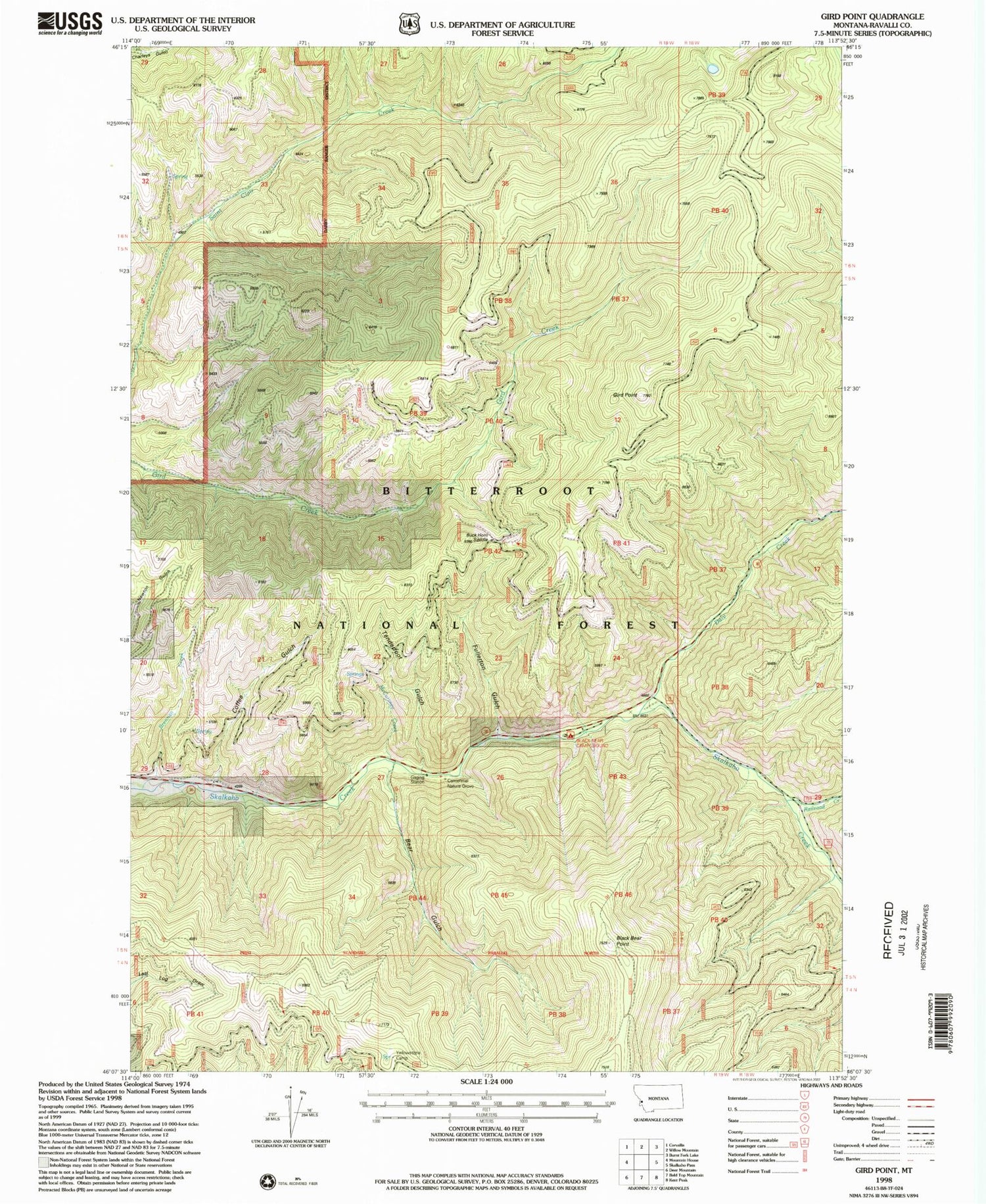 Classic USGS Gird Point Montana 7.5'x7.5' Topo Map Image