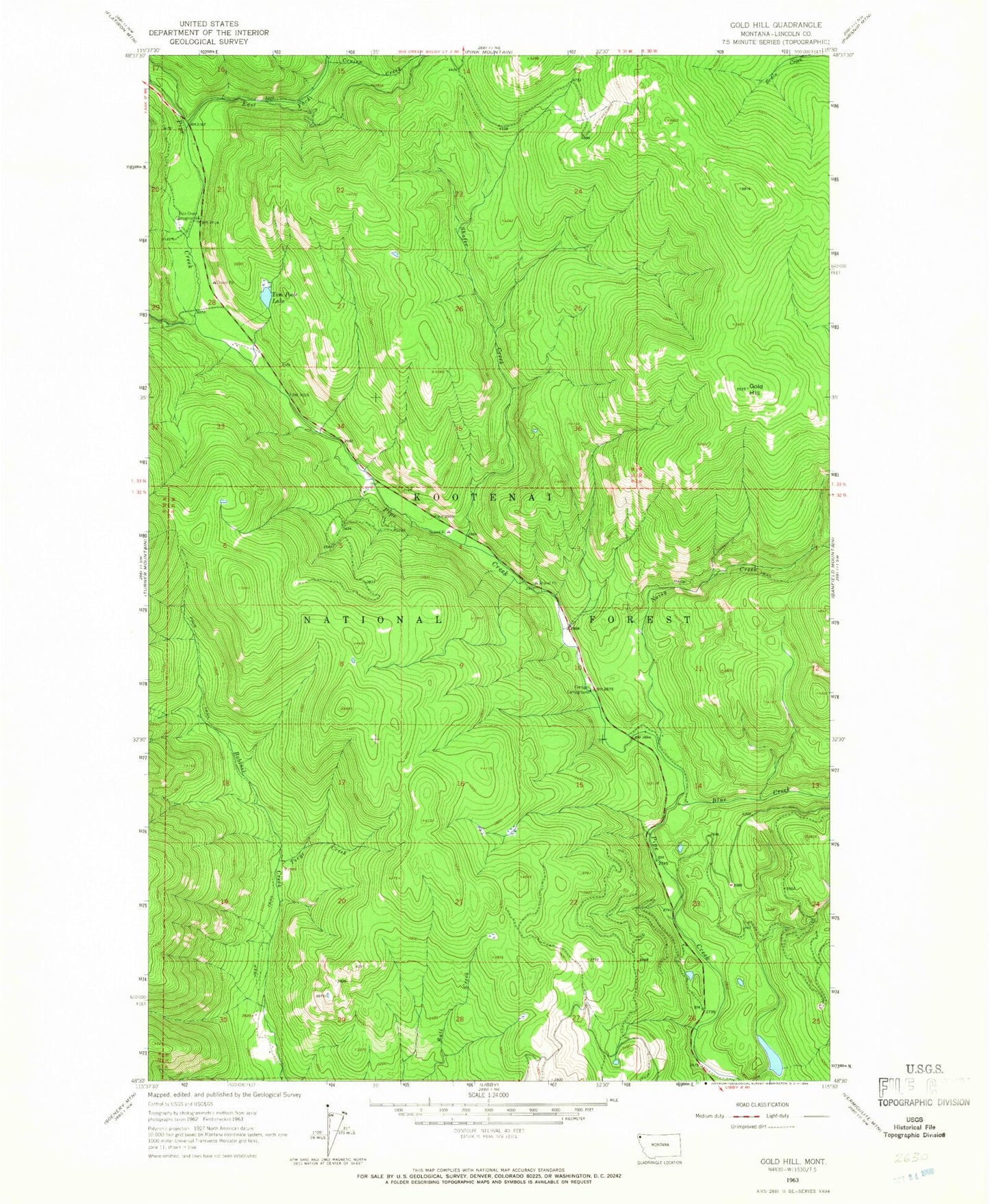 Classic USGS Gold Hill Montana 7.5'x7.5' Topo Map Image
